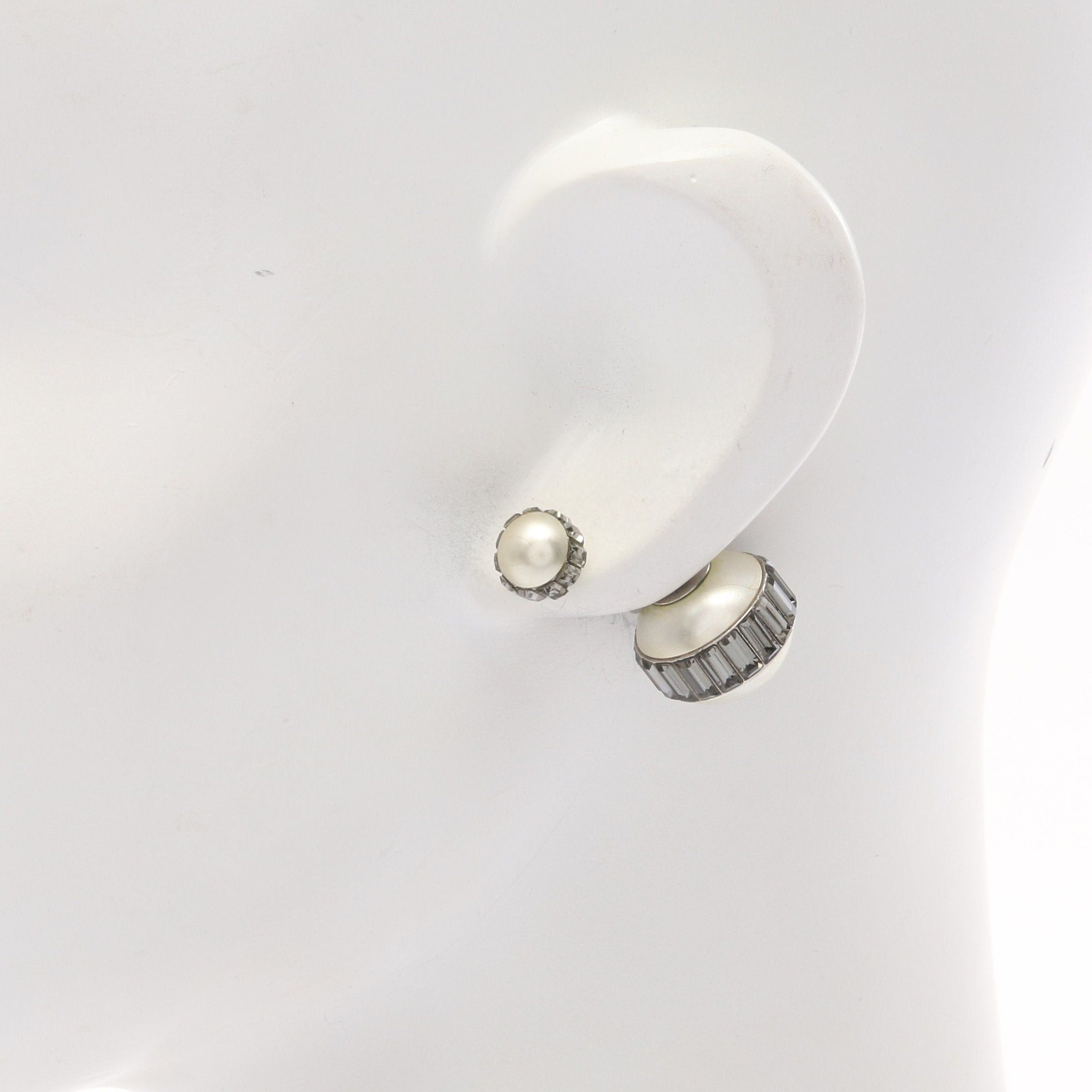 Dior Dior Tribal Earrings Fake Pearl Rhinestone Ivory Silver Gray Size ONE SIZE - 4 Thumbnail