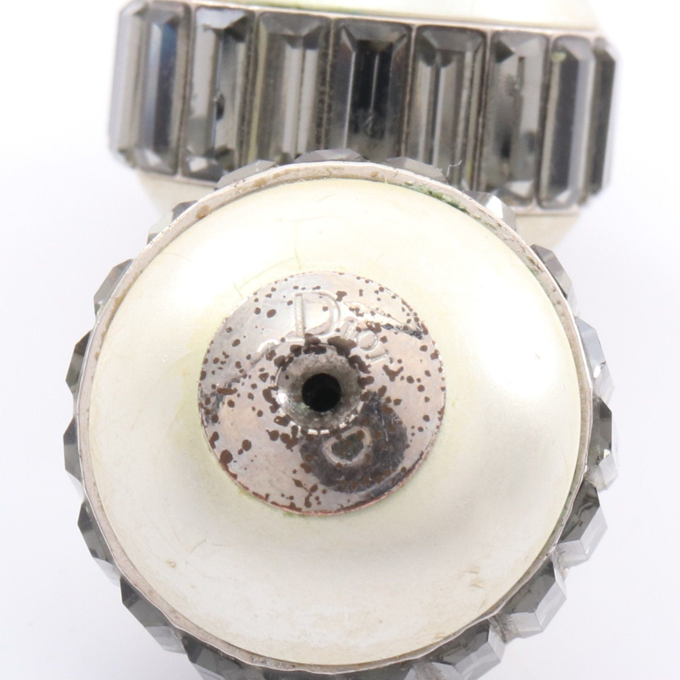 Dior Dior Tribal Earrings Fake Pearl Rhinestone Ivory Silver Gray Size ONE SIZE - 3 Thumbnail
