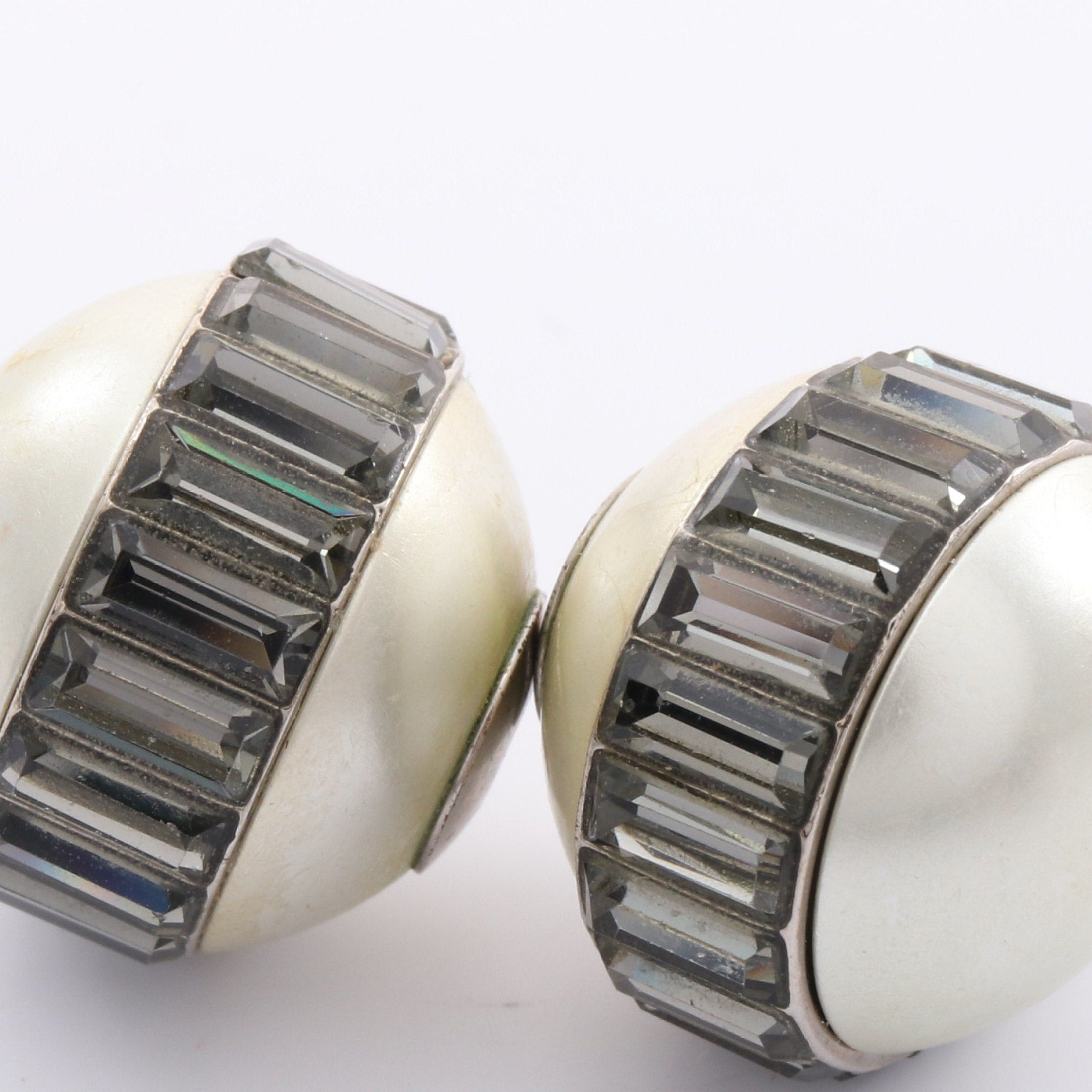 Dior Dior Tribal Earrings Fake Pearl Rhinestone Ivory Silver Gray Size ONE SIZE - 7 Thumbnail