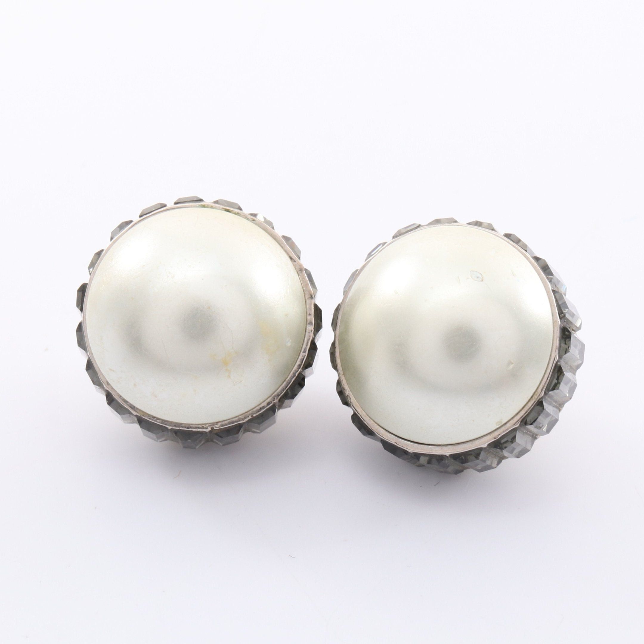 Dior Dior Tribal Earrings Fake Pearl Rhinestone Ivory Silver Gray Size ONE SIZE - 5 Thumbnail
