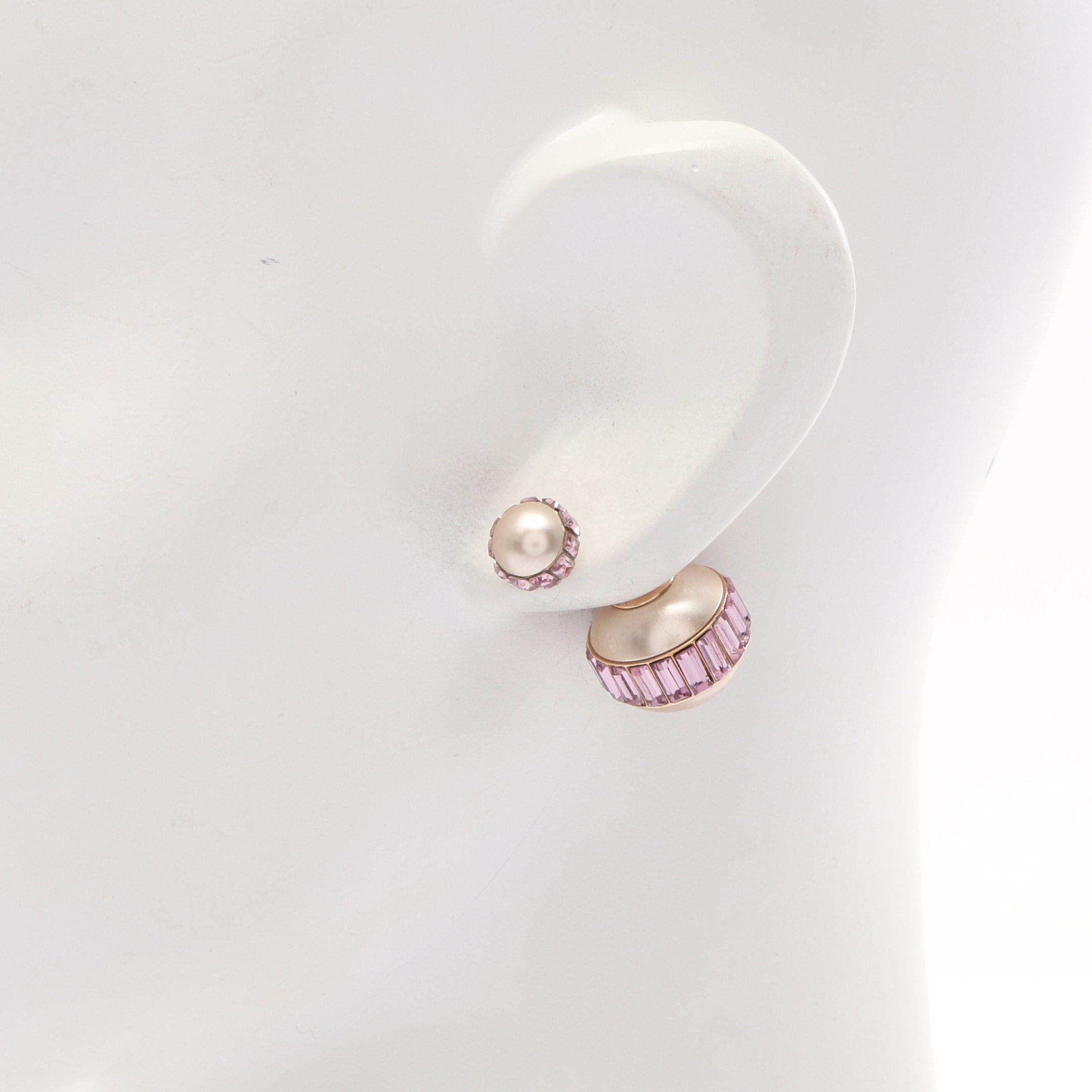 Dior Dior Tribal Earrings Gp Fake Pearl Rhinestone Pink Gold Size ONE SIZE - 4 Thumbnail