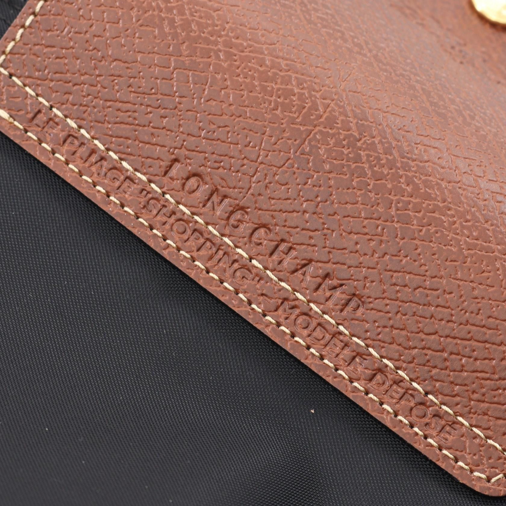 Longchamp Longchamp Le Pliage Original M Preage Handbag Tote Bag Canvas Leather Black Brown Size ONE SIZE - 4 Thumbnail