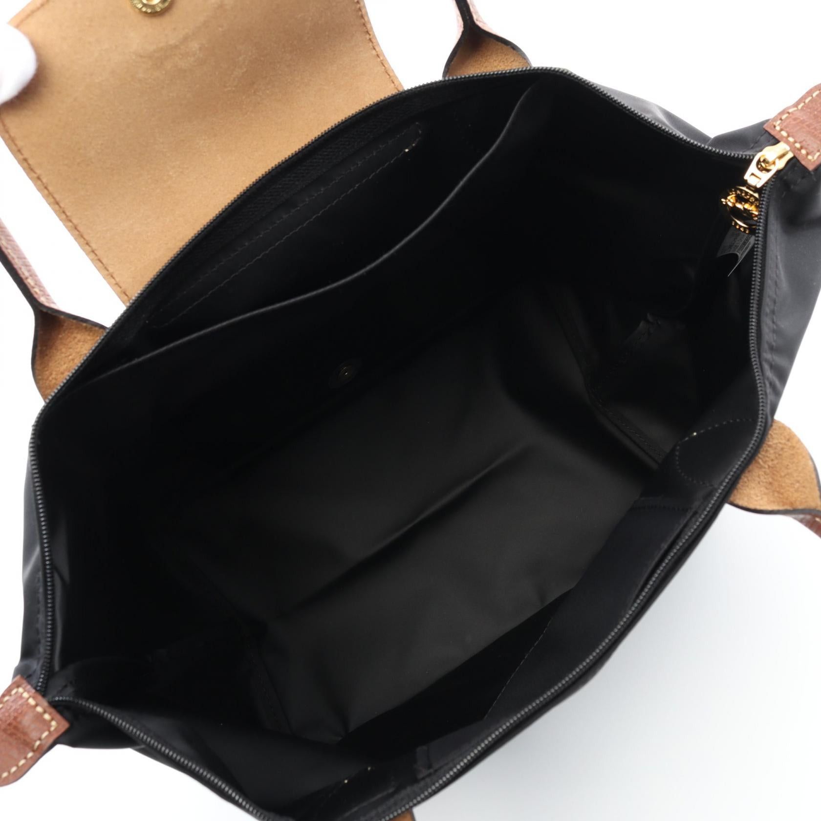 Longchamp Longchamp Le Pliage Original M Preage Handbag Tote Bag Canvas Leather Black Brown Size ONE SIZE - 3 Thumbnail