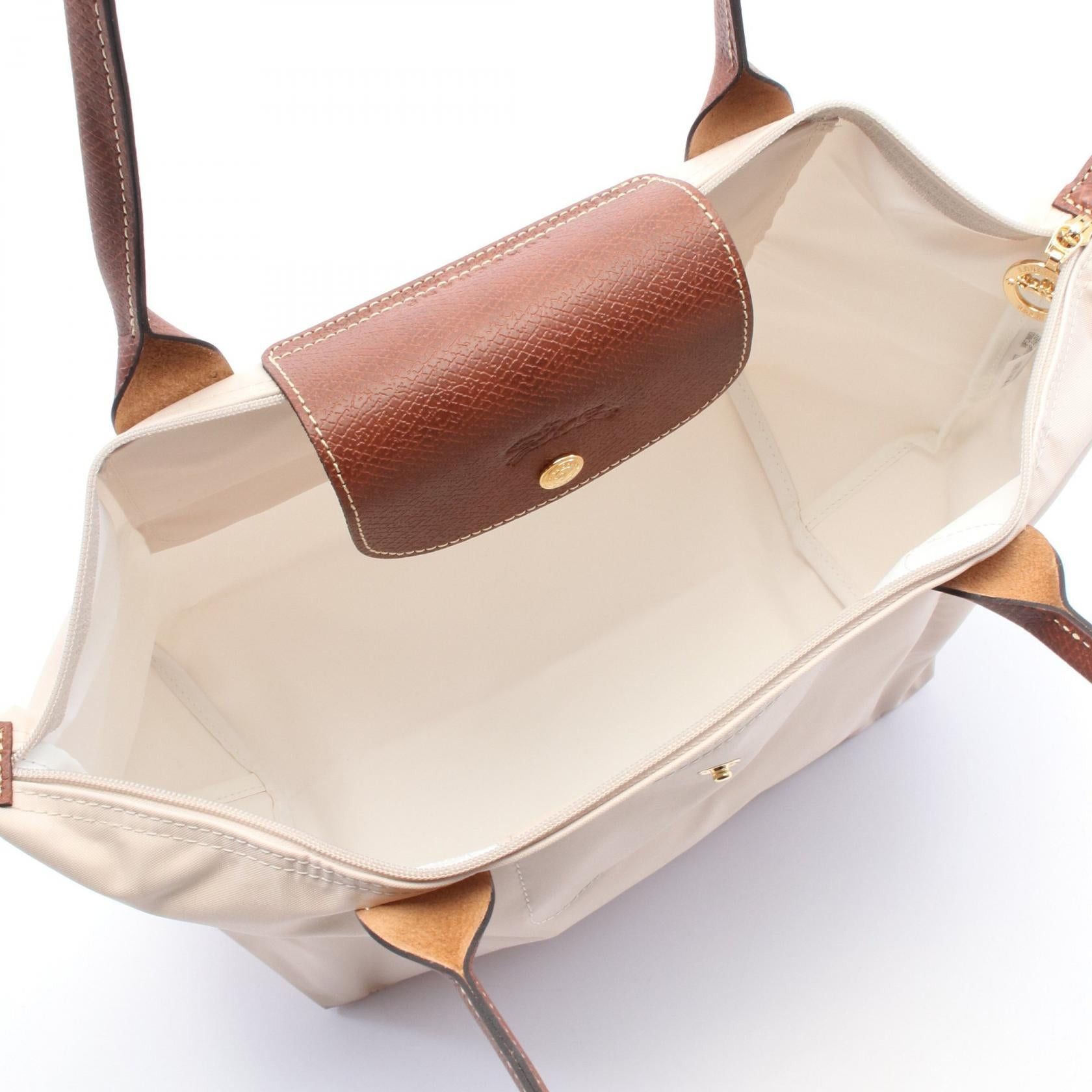 Longchamp Longchamp Le Pliage Original M Preage Handbag Tote Bag Canvas Leather Beige Brown Size ONE SIZE - 3 Thumbnail