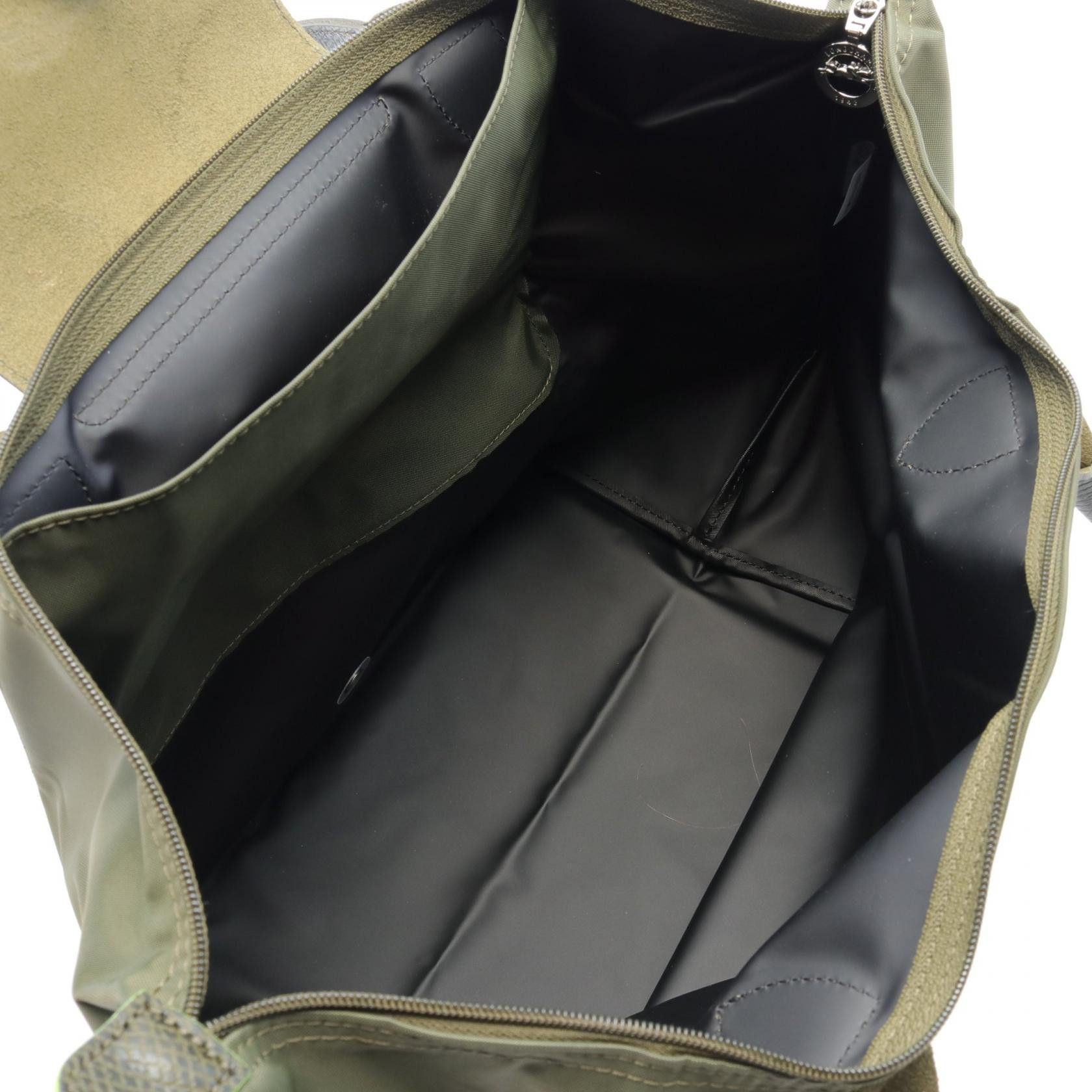 Longchamp Longchamp Le Preage Green L Handbag Tote Bag Canvas Leather Khaki Size ONE SIZE - 3 Thumbnail