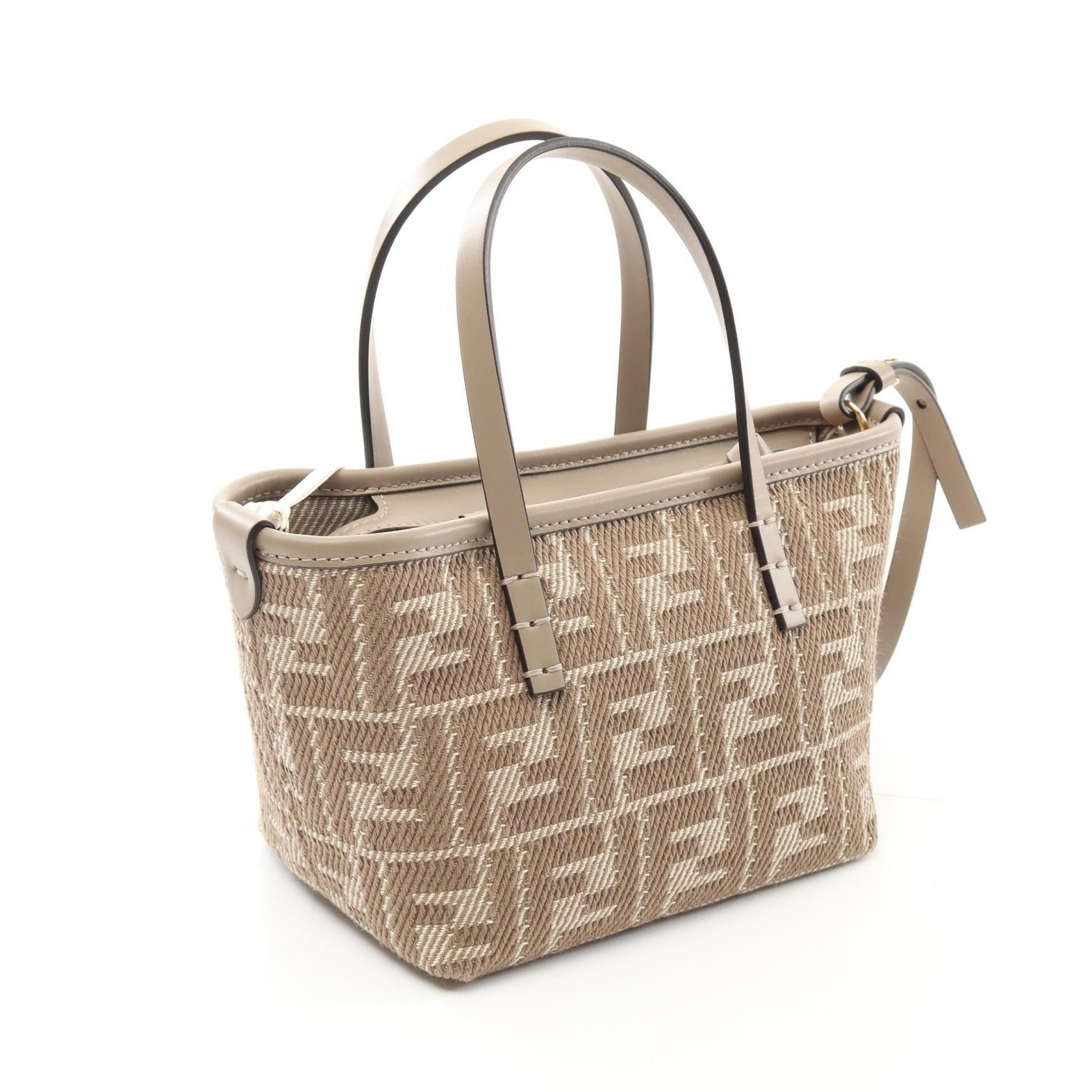 Fendi Fendi Roll Mini Handbag Canvas Leather Beige Size ONE SIZE - 2 Thumbnail