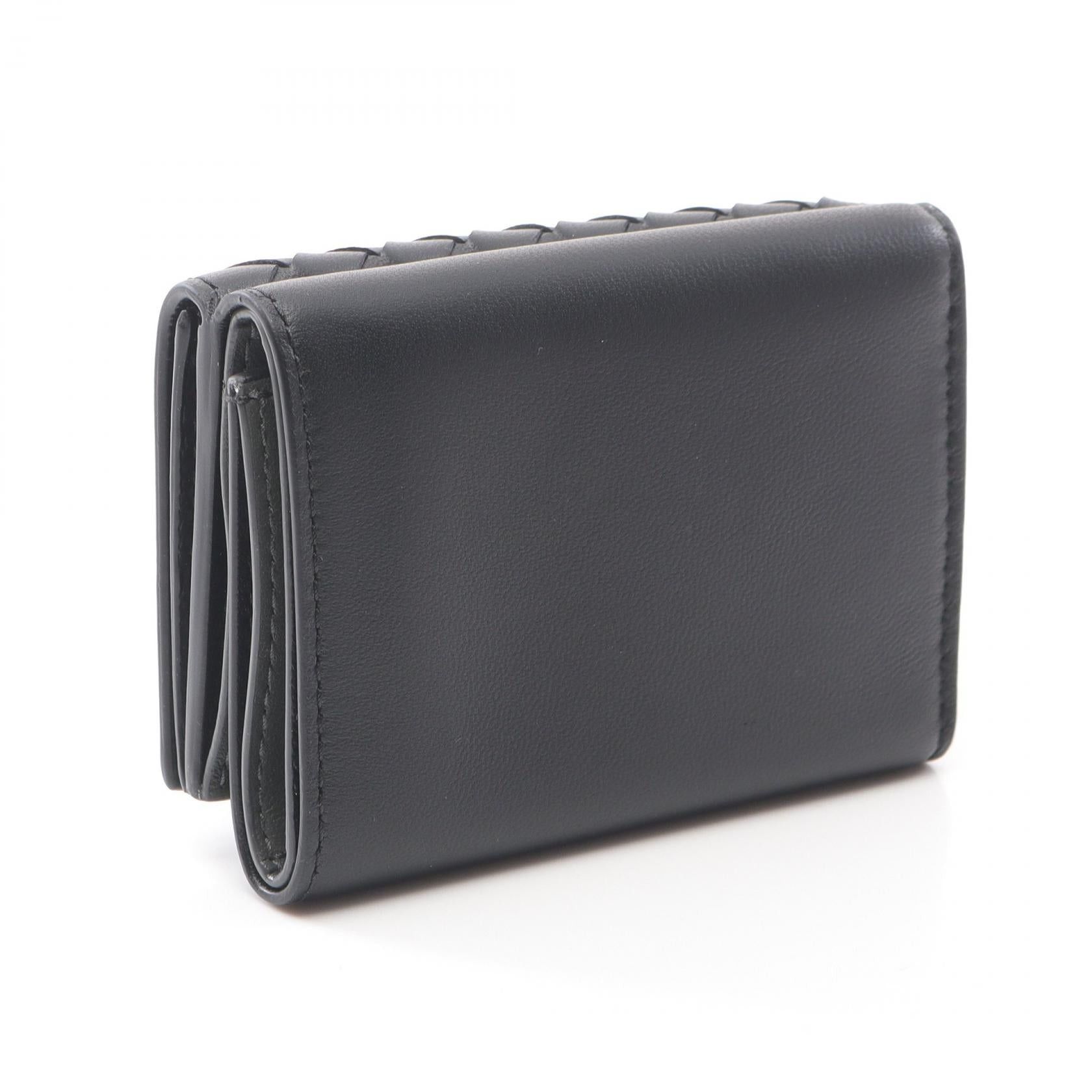 Bottega Veneta Bottega Veneta Intrecciato Trifold Wallet Leather Black Size ONE SIZE - 2 Thumbnail