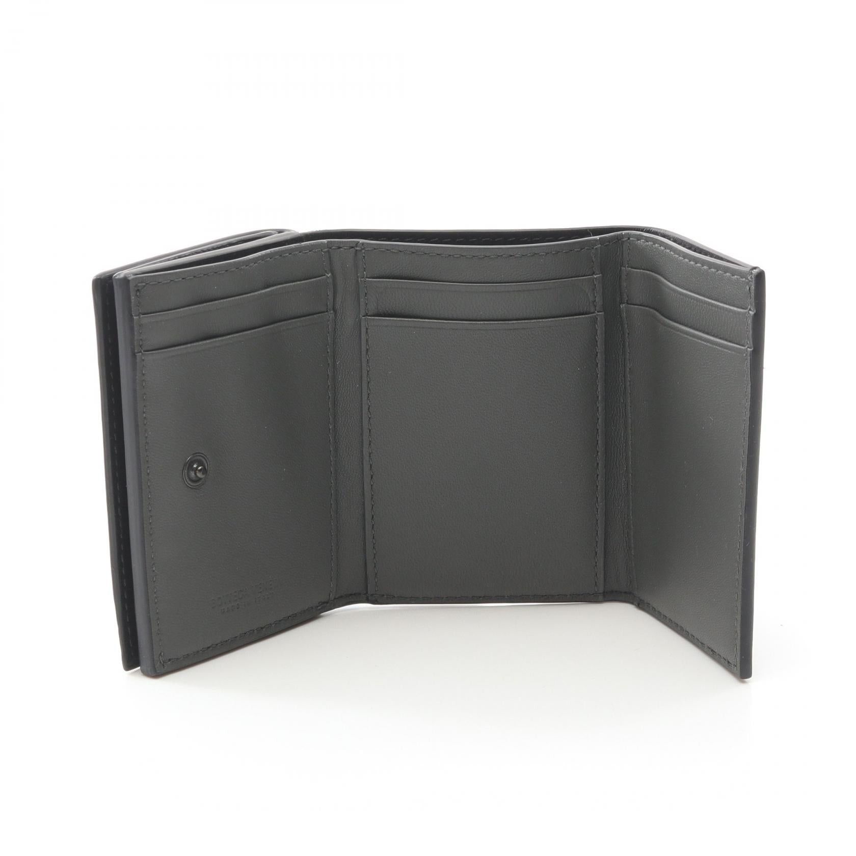 Bottega Veneta Bottega Veneta Intrecciato Trifold Wallet Leather Black Size ONE SIZE - 3 Thumbnail