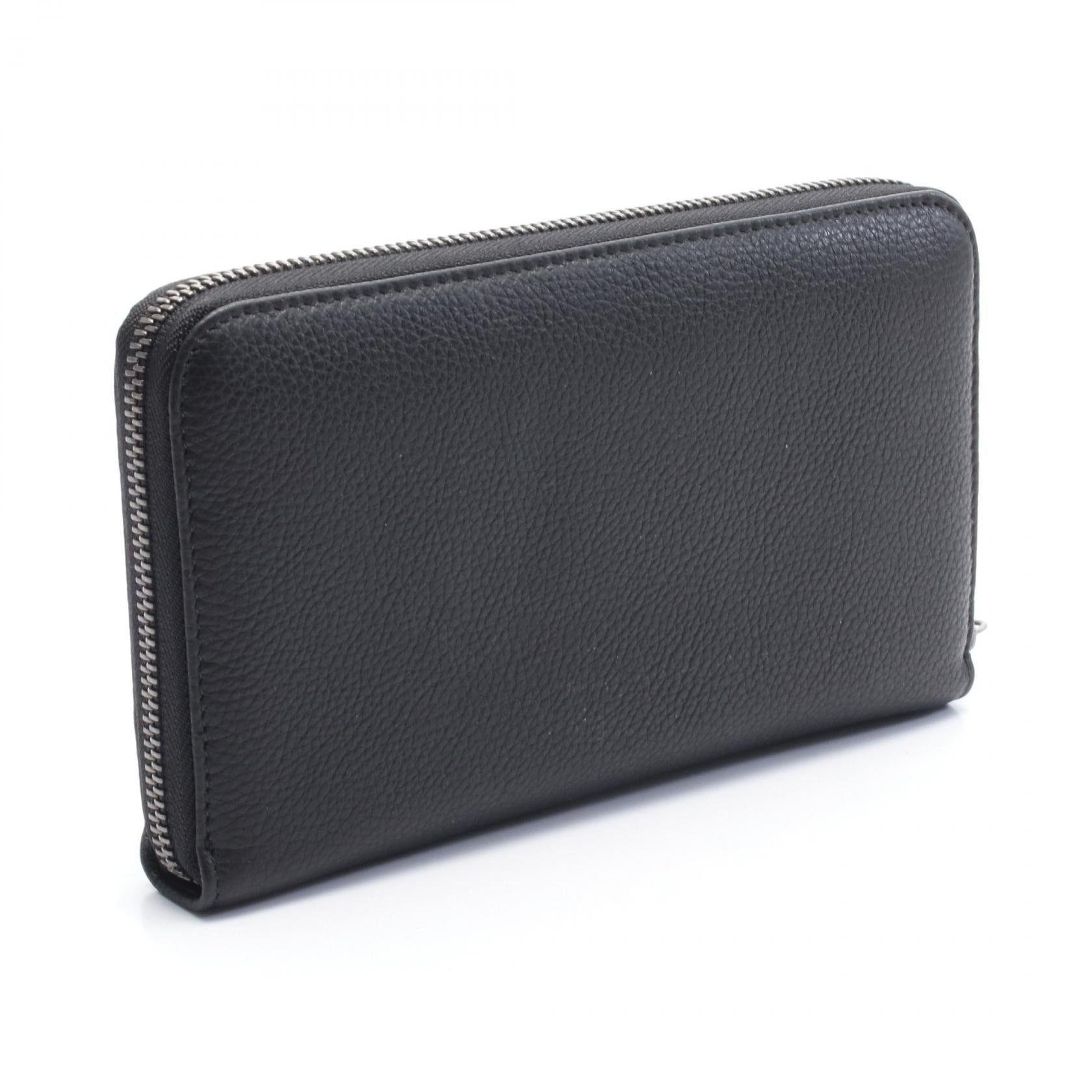 Bvlgari Bvlgari Round Zipper Long Wallet Leather Black Size ONE SIZE - 2 Thumbnail