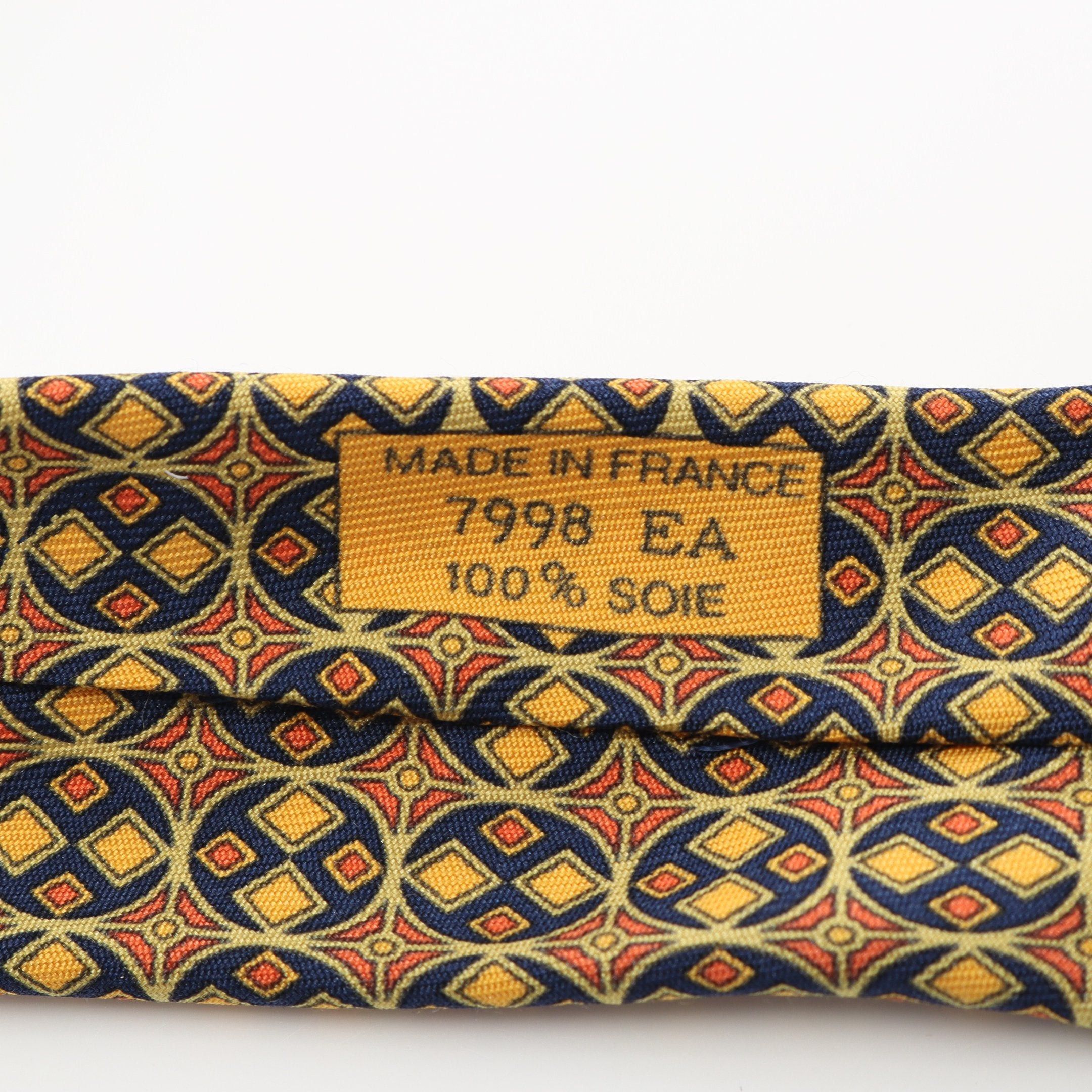 Hermes Hermes Tie All-Over Pattern Silk Yellow Multicolor Size ONE SIZE - 3 Thumbnail