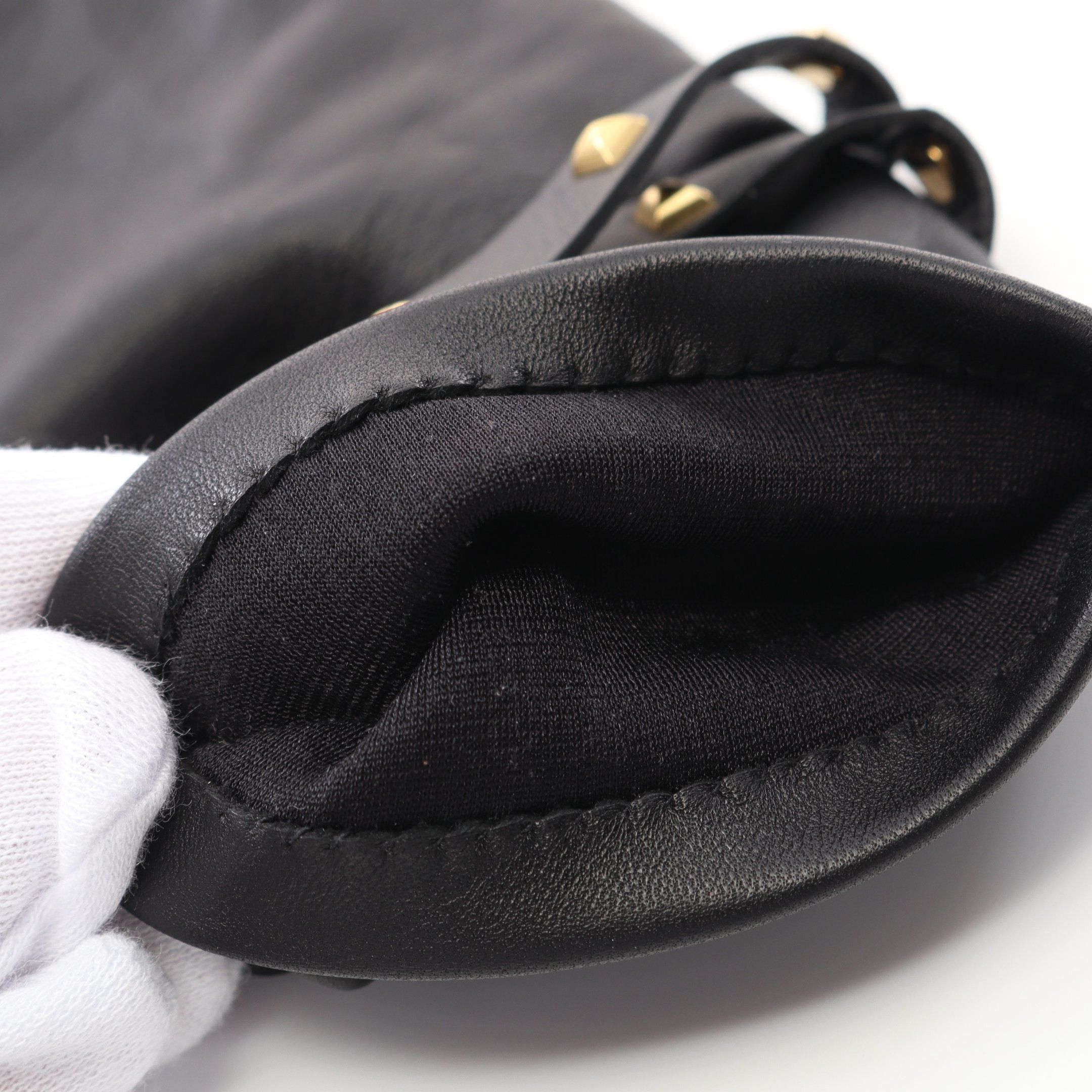 Hermes Hermes Gloves Glove Leather Black Gold Hardware Studs Size ONE SIZE - 5 Thumbnail