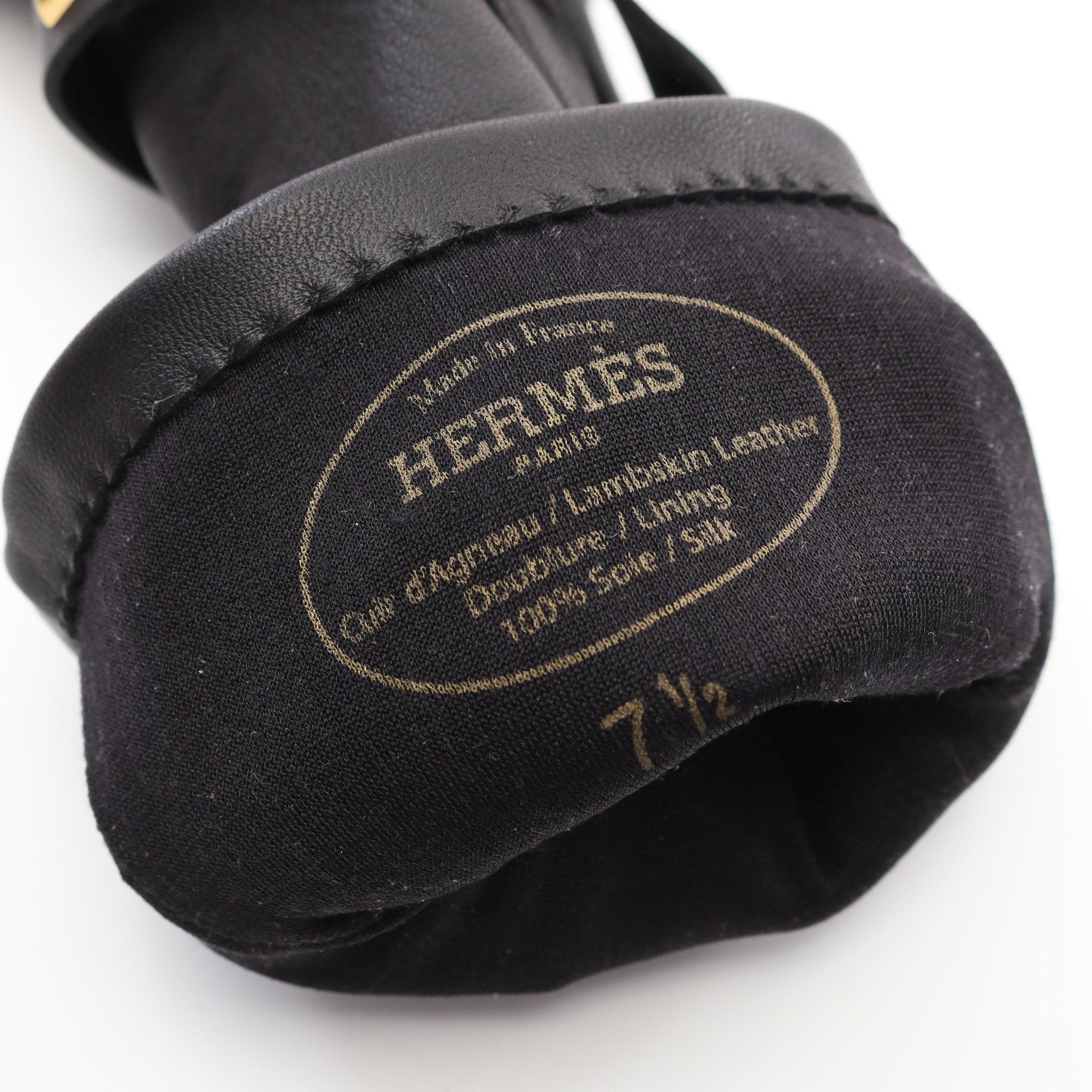Hermes Hermes Gloves Glove Leather Black Gold Hardware Studs Size ONE SIZE - 3 Thumbnail