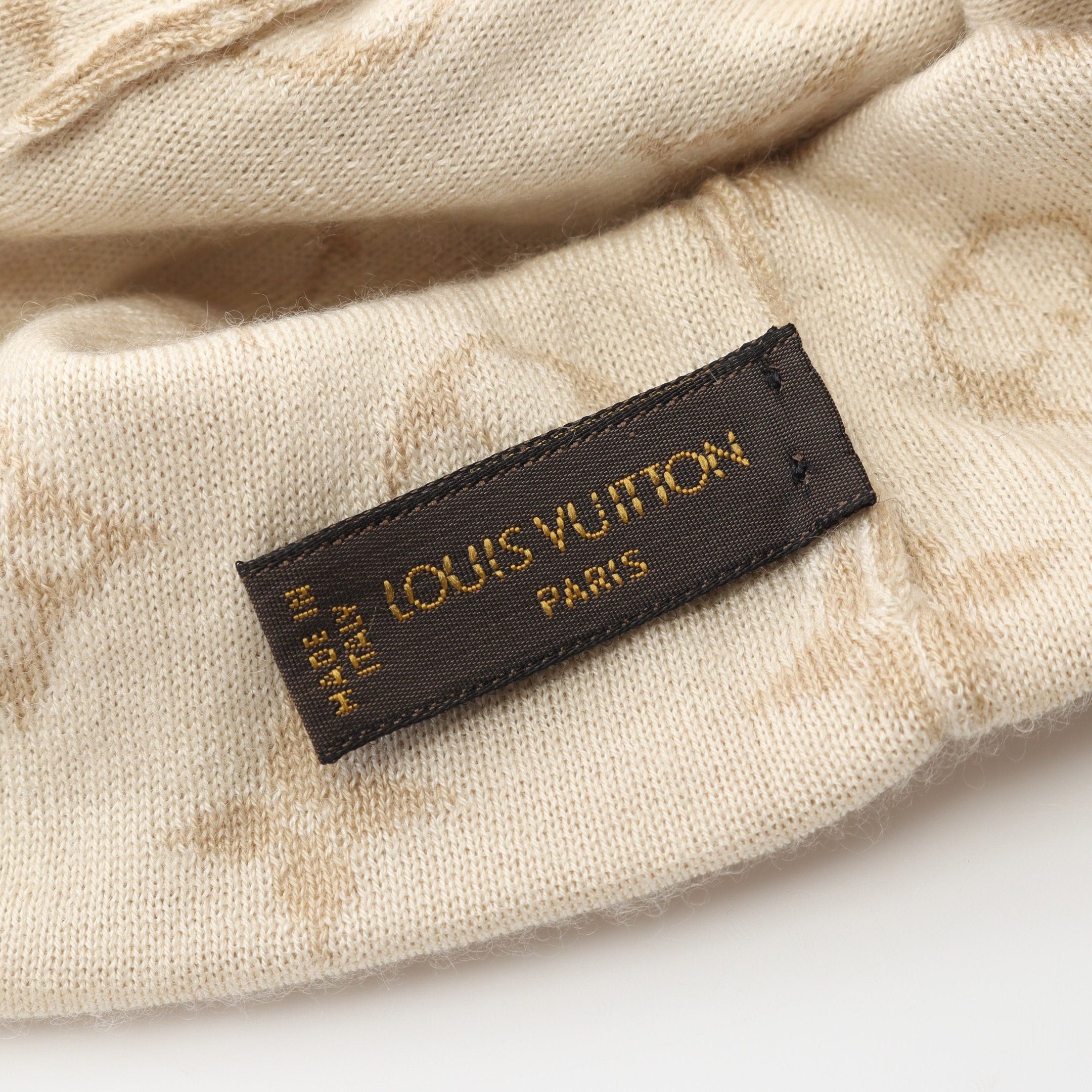 Louis Vuitton Louis Vuitton Monogram Beanie Cashmere Silk Beige Size ONE SIZE - 4 Thumbnail
