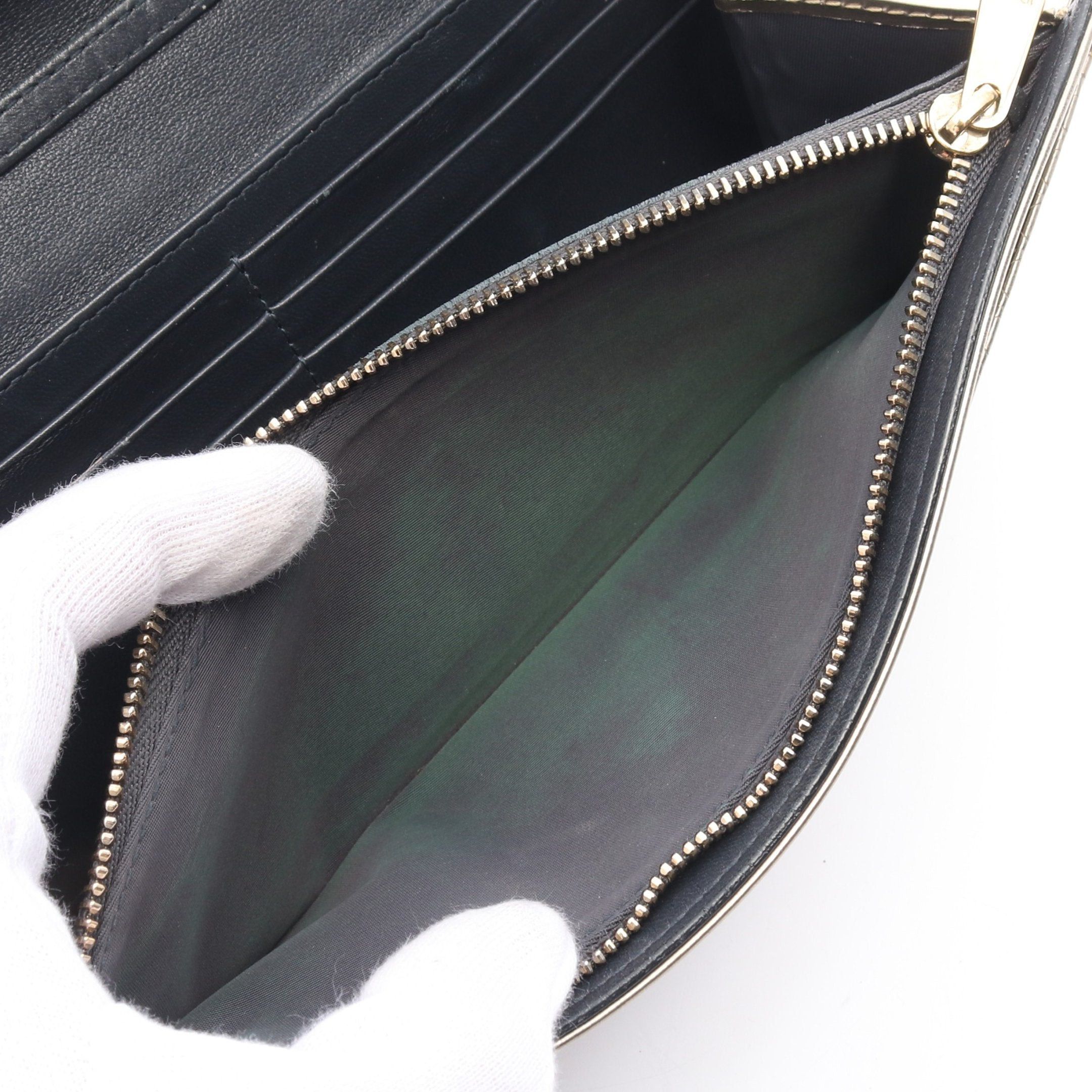 Dior Dior Microcannage Chain Wallet Leather Champagne Gold Embossing Size ONE SIZE - 5 Thumbnail