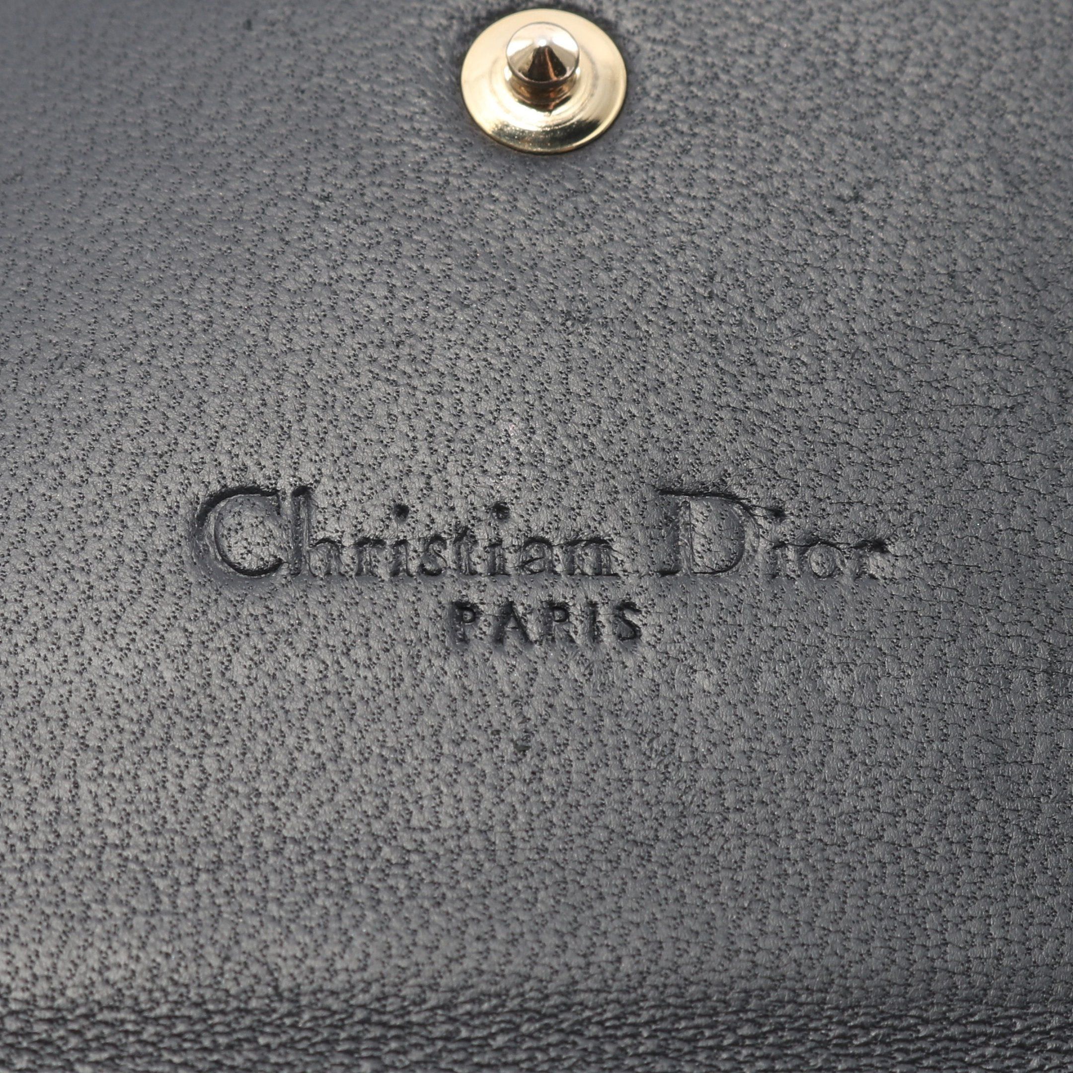 Dior Dior Microcannage Chain Wallet Leather Champagne Gold Embossing Size ONE SIZE - 4 Thumbnail