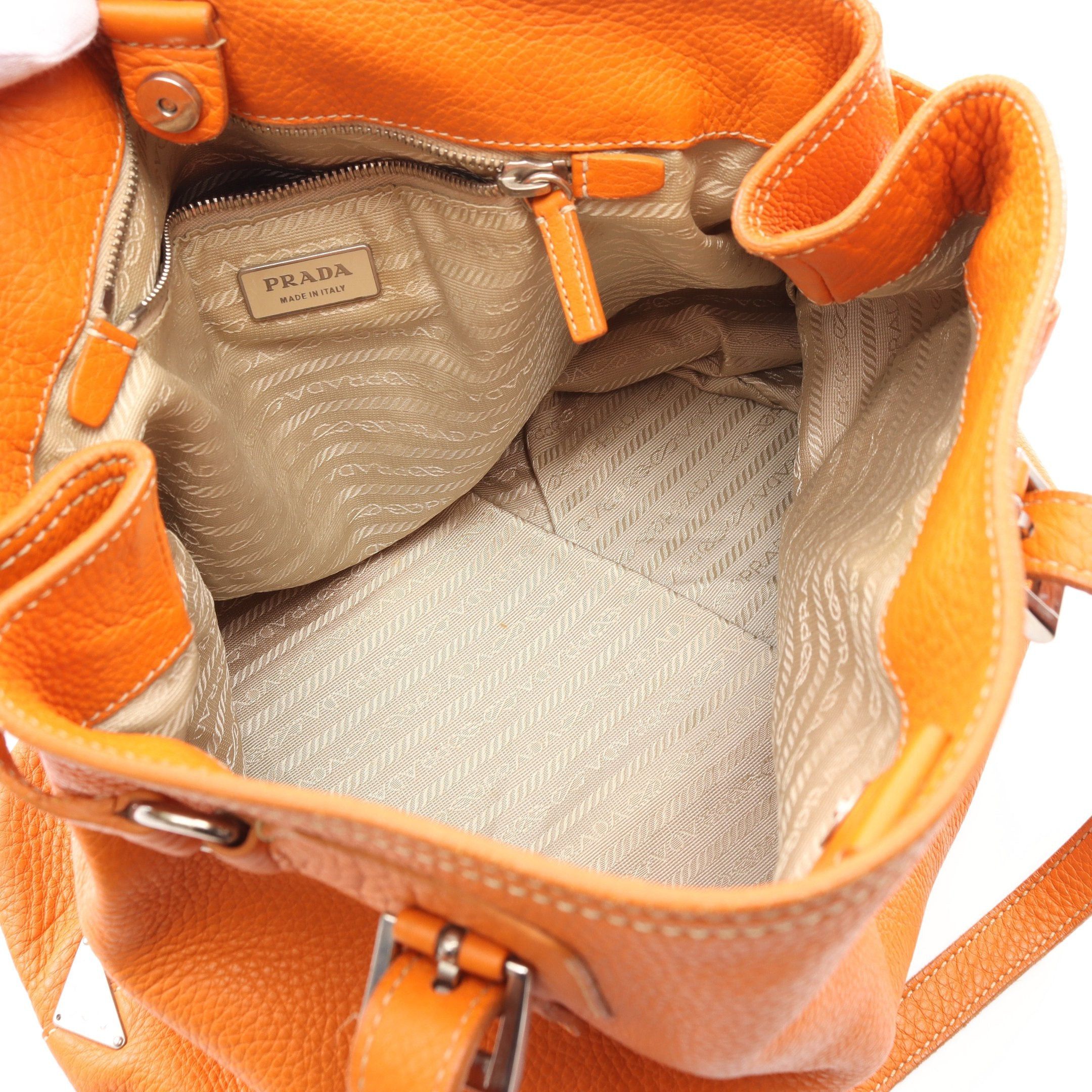 Prada Prada Handbag Tote Bag Leather Orange Size ONE SIZE - 3 Thumbnail