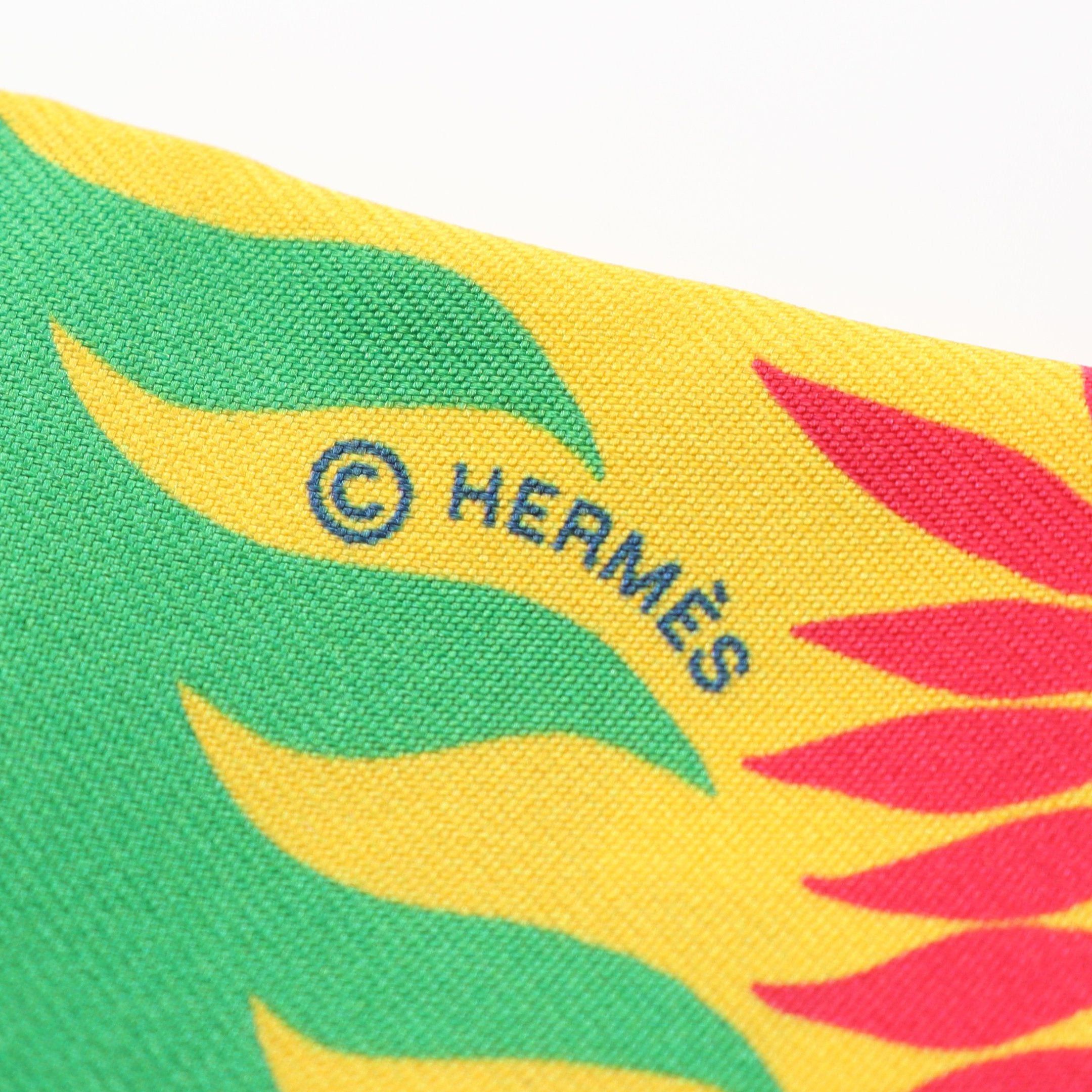 Hermes Hermes Twilly Sous Le Charme D'Orphee Ribbon Scarf Silk Yellow Green Multicolor Size ONE SIZE - 2 Thumbnail