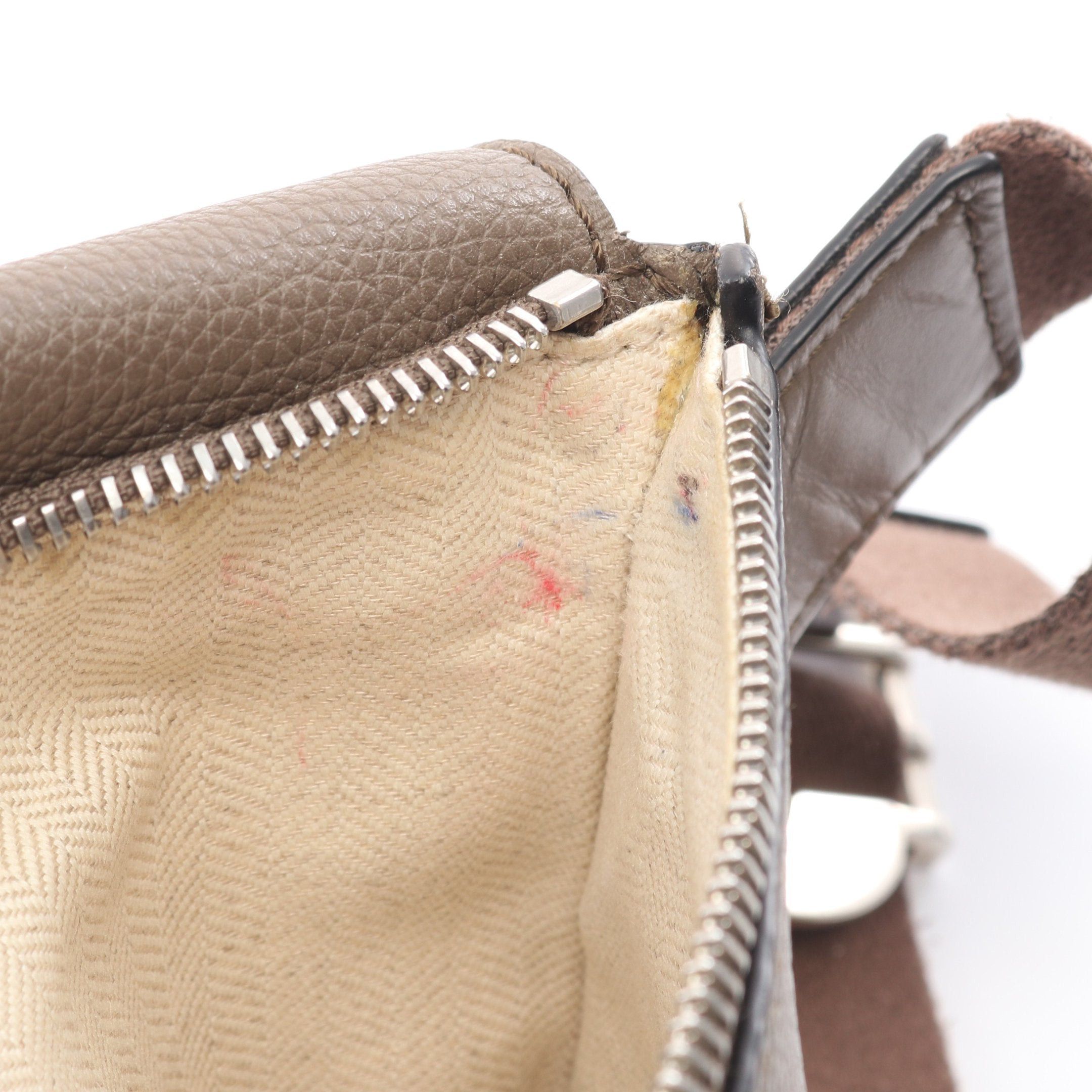 Loewe Loewe Military Bum Bag Anagram Waist Body Leather Gray Brown Size ONE SIZE - 9 Thumbnail
