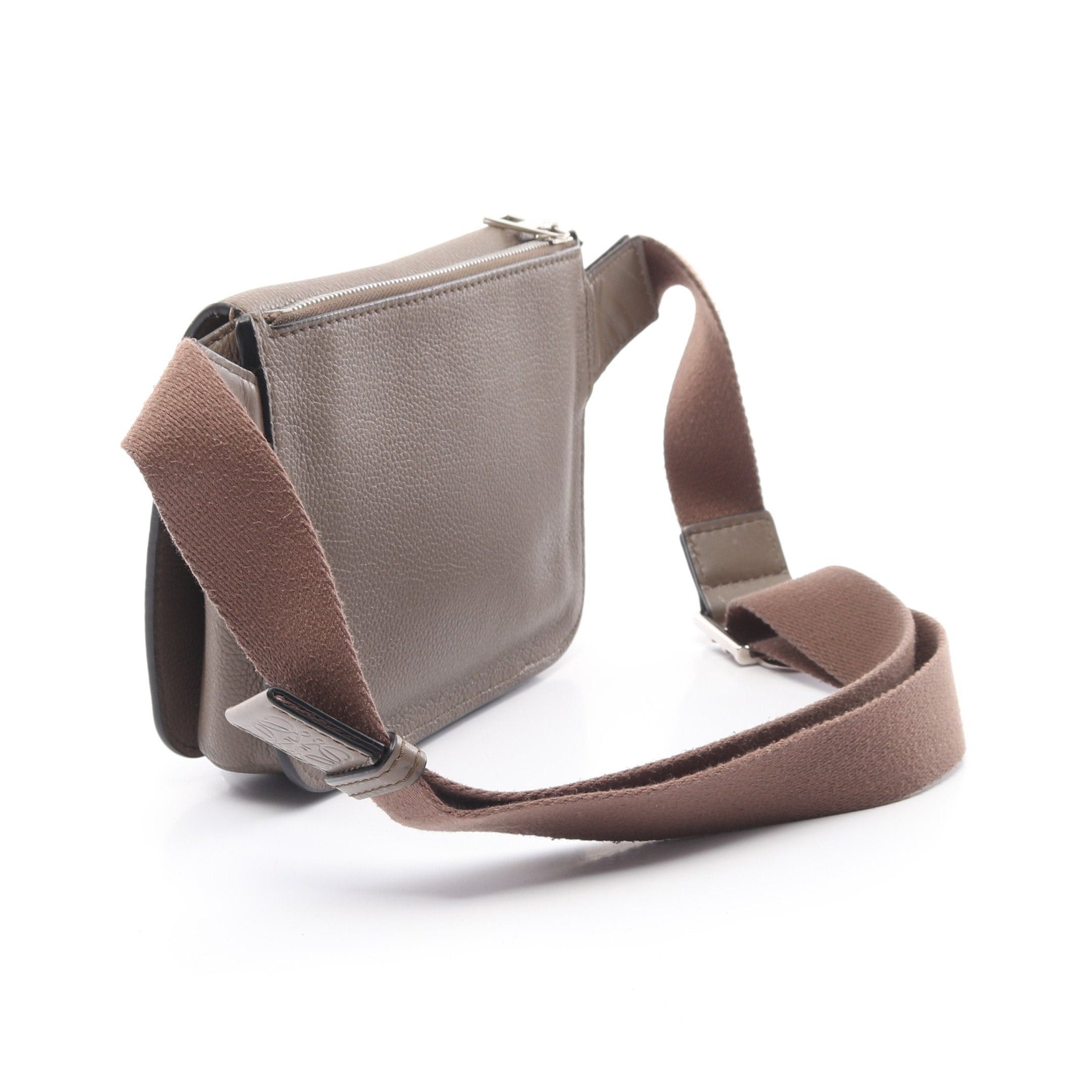 Loewe Loewe Military Bum Bag Anagram Waist Body Leather Gray Brown Size ONE SIZE - 2 Thumbnail