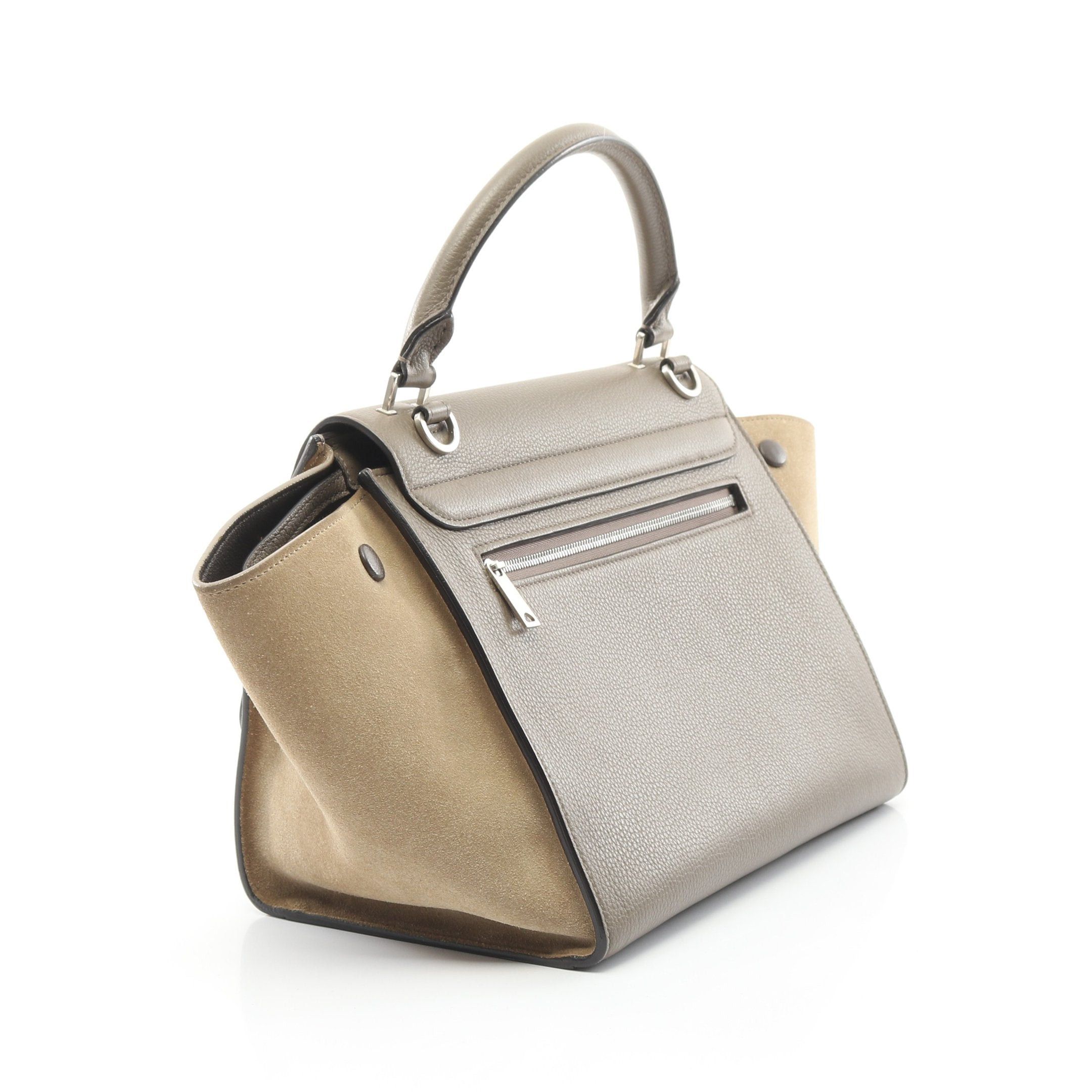 Celine Celine Trapeze Small Handbag Leather Suede Gray Brown Size ONE SIZE - 2 Thumbnail