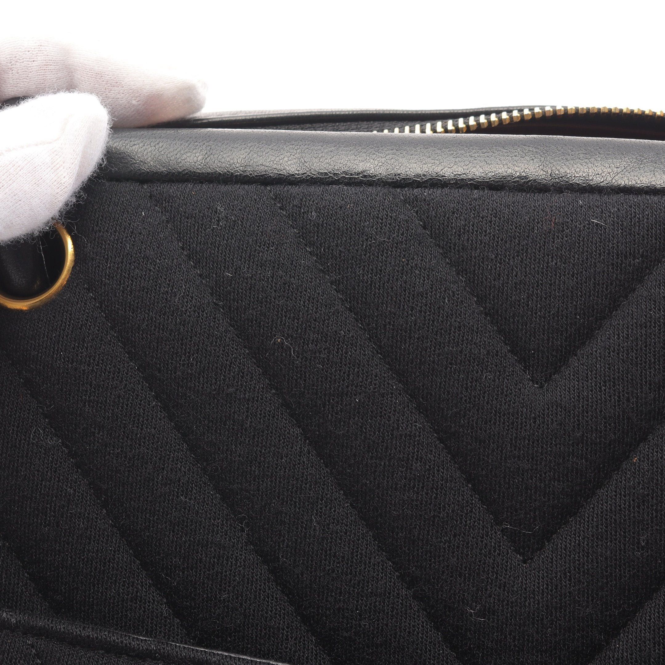 Chanel Chanel Chevron V-Stitch Shoulder Bag Cotton Jersey Lambskin Black Gold Hardware Size ONE SIZE - 13 Thumbnail