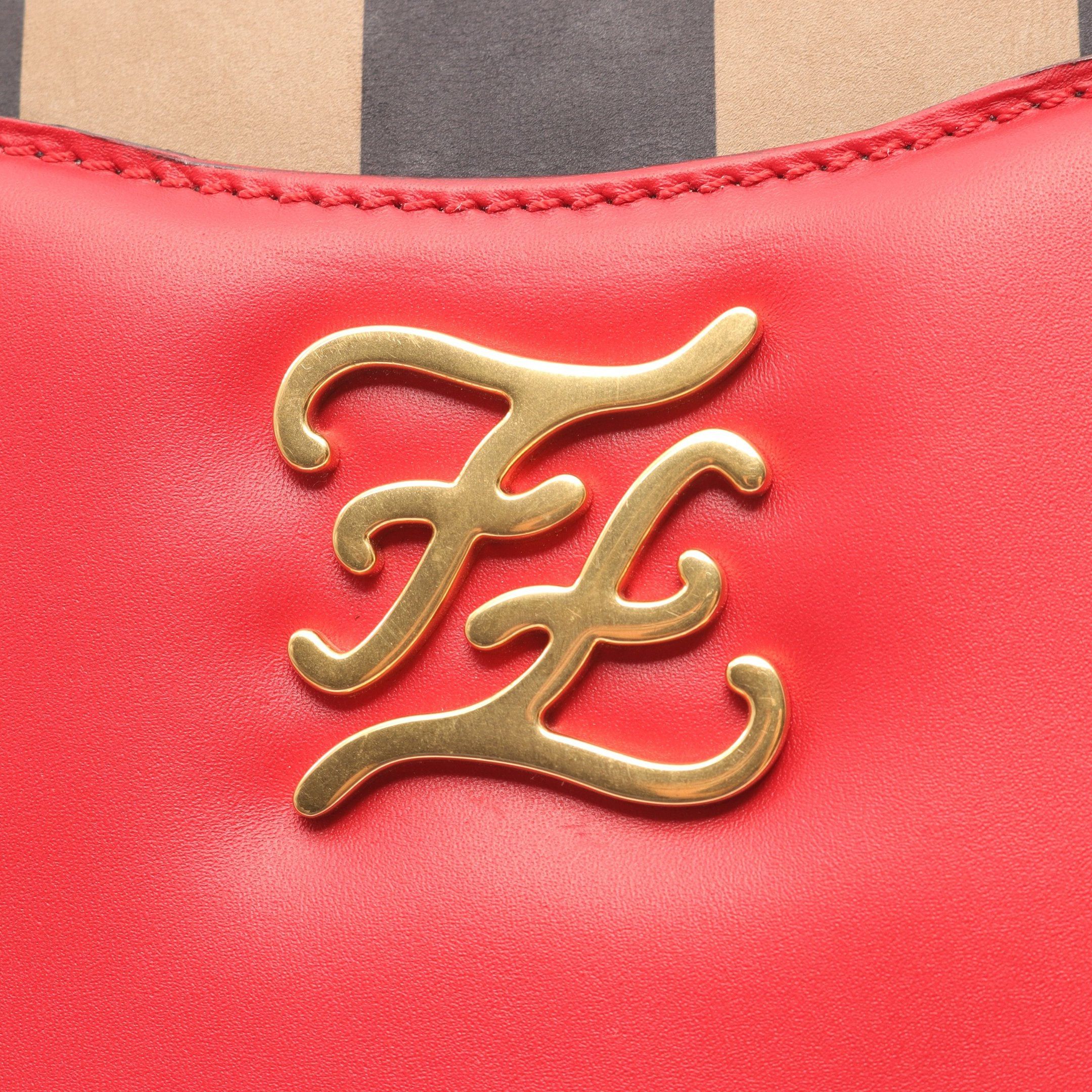 Fendi Fendi Karligraphy Chain Shoulder Bag Leather Red Size ONE SIZE - 7 Thumbnail