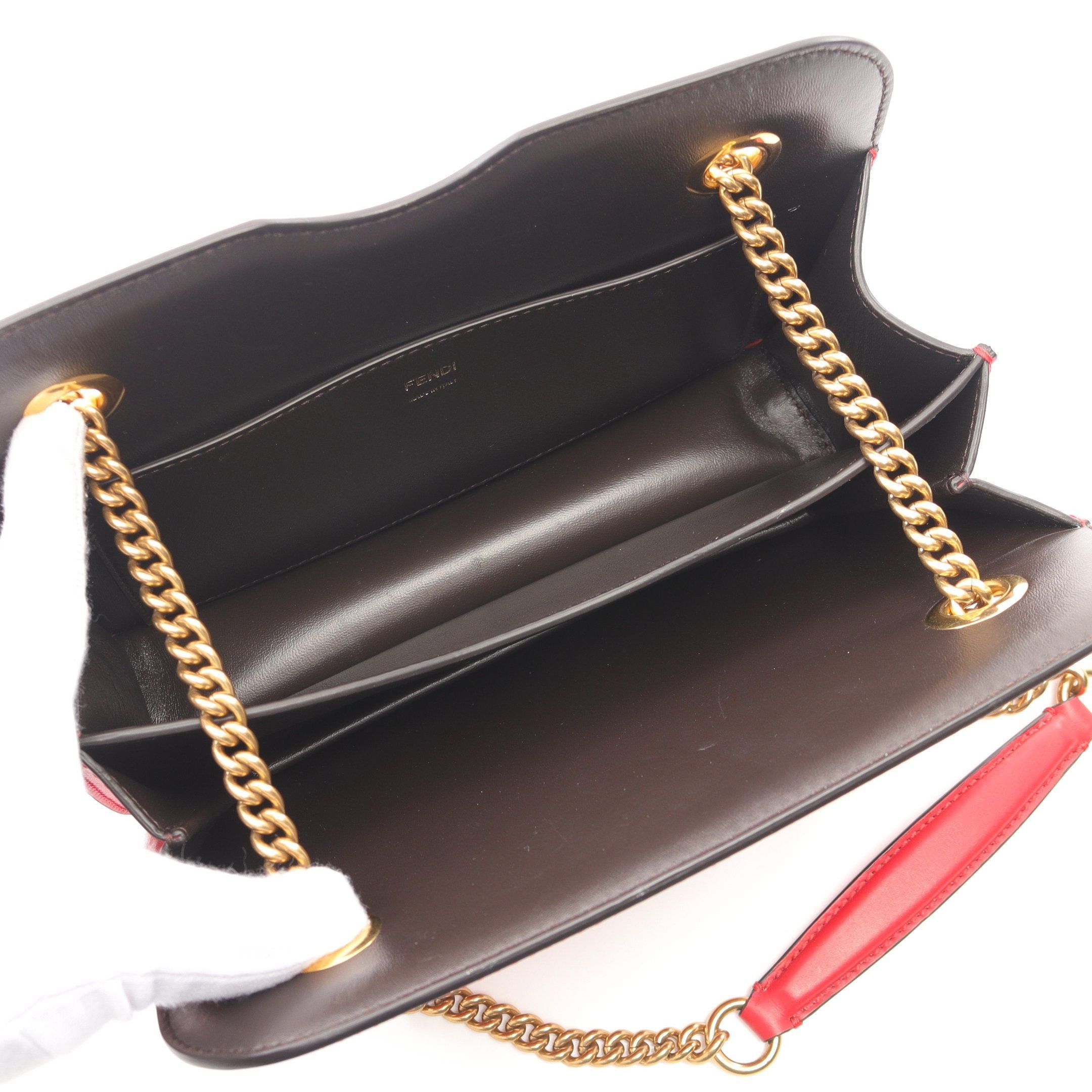 Fendi Fendi Karligraphy Chain Shoulder Bag Leather Red Size ONE SIZE - 3 Thumbnail