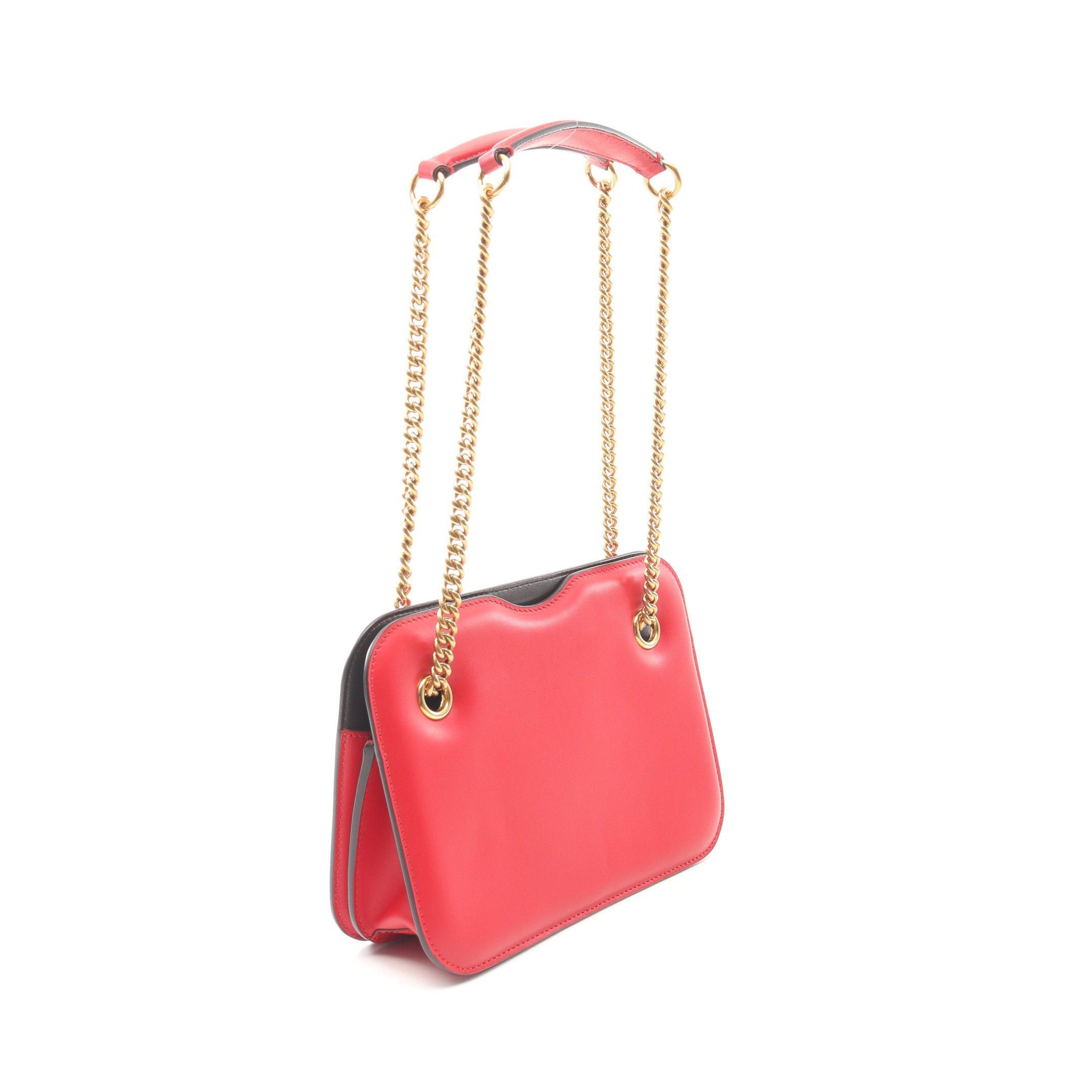 Fendi Fendi Karligraphy Chain Shoulder Bag Leather Red Size ONE SIZE - 2 Thumbnail