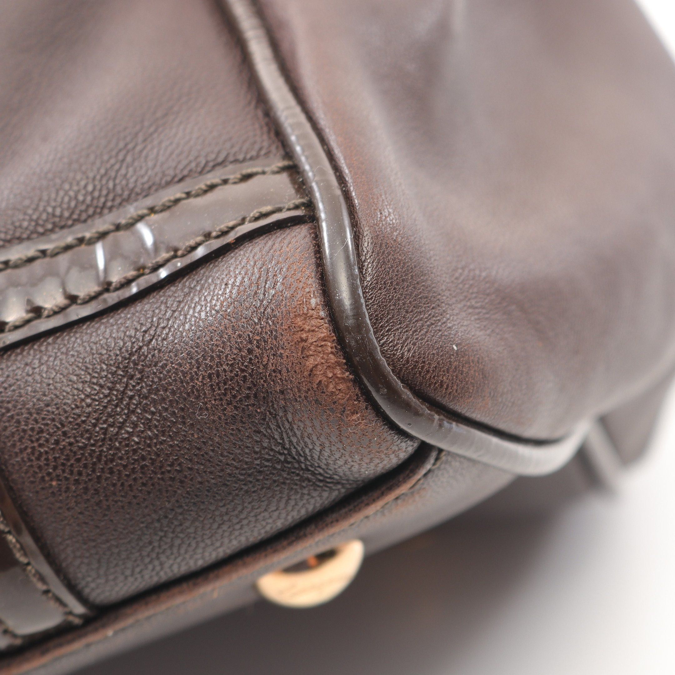 Salvatore Ferragamo Salvatore Ferragamo Vala Handbag Leather Patent Dark Brown Size ONE SIZE - 5 Thumbnail