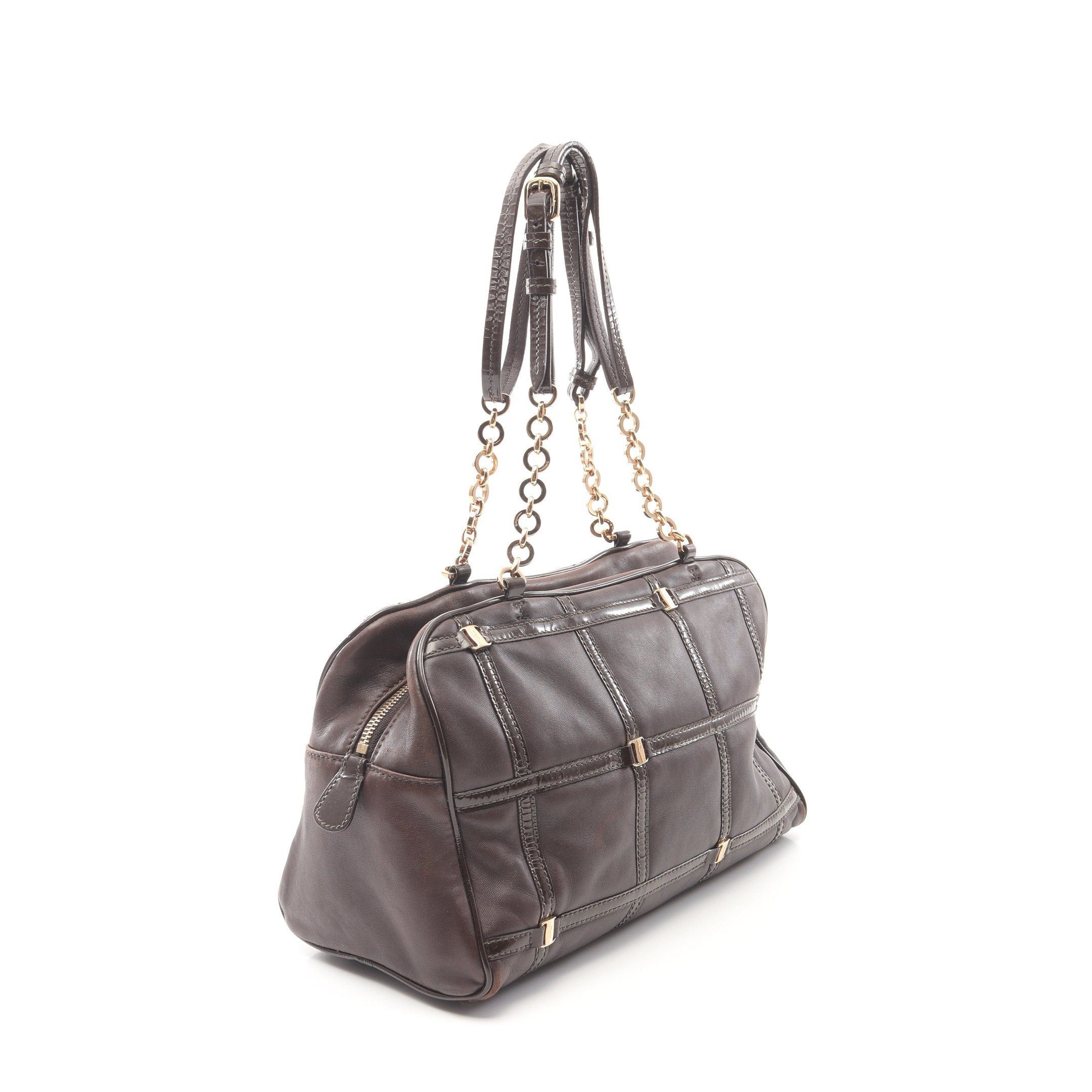 Salvatore Ferragamo Salvatore Ferragamo Vala Handbag Leather Patent Dark Brown Size ONE SIZE - 2 Thumbnail