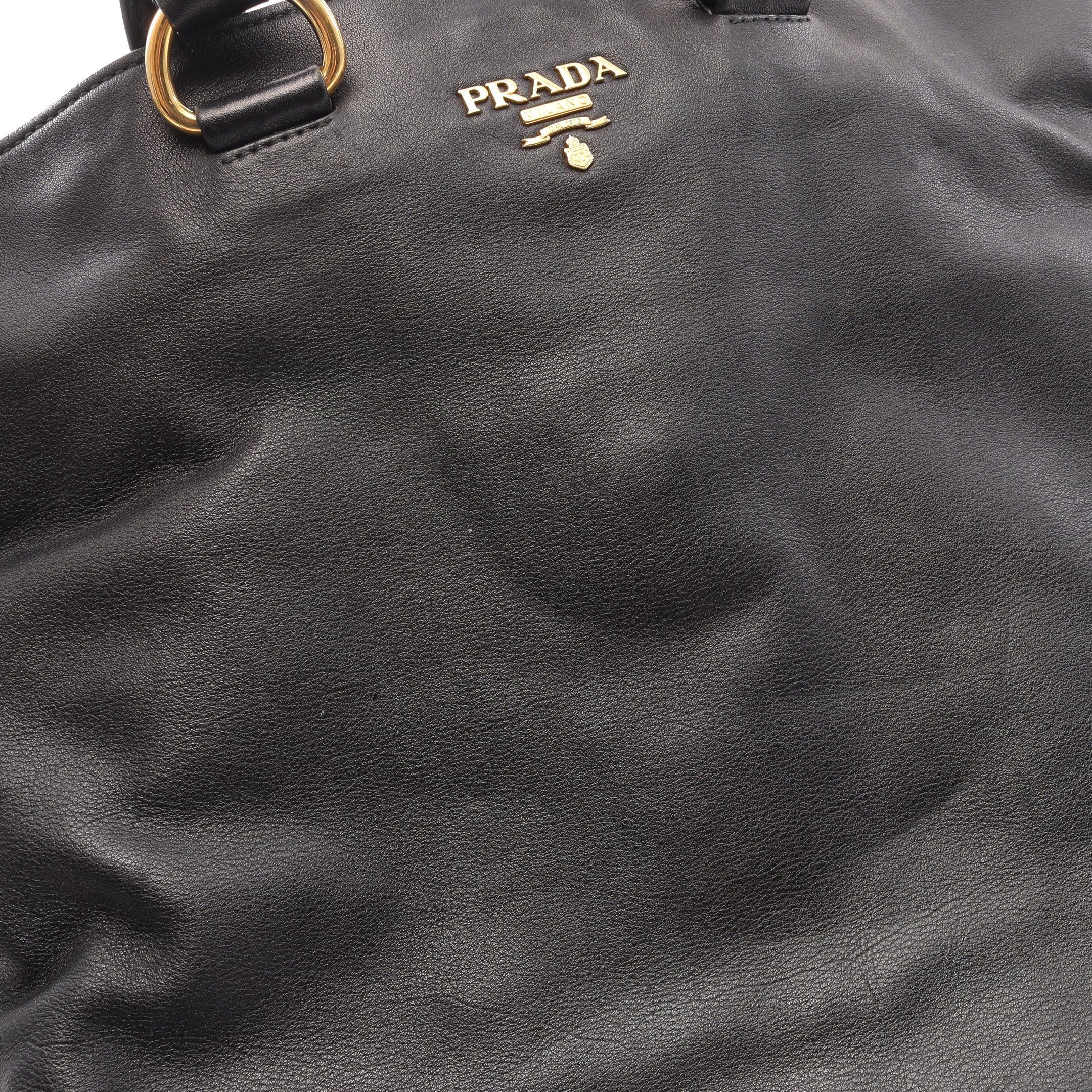 Prada Prada Handbag Tote Bag Leather Black Metal Logo Size ONE SIZE - 12 Thumbnail