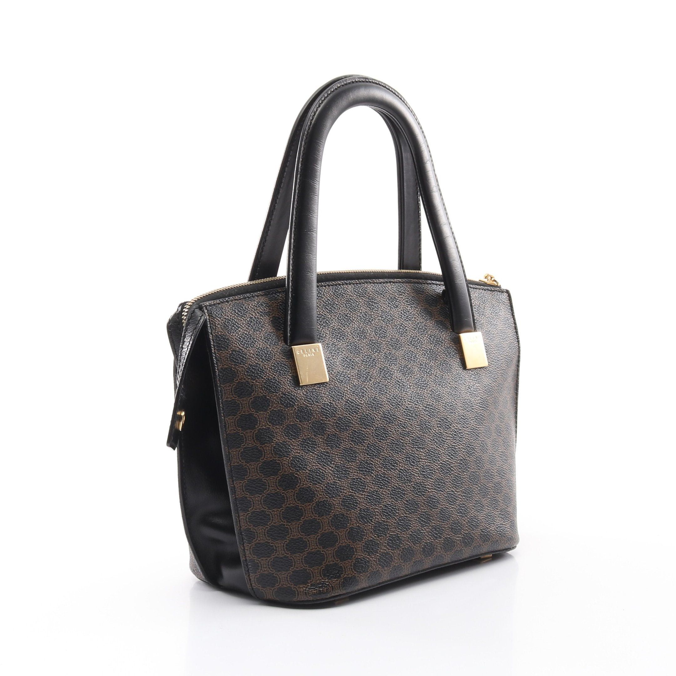 Celine Celine Macadam Handbag Leather Black Brown Size ONE SIZE - 2 Thumbnail