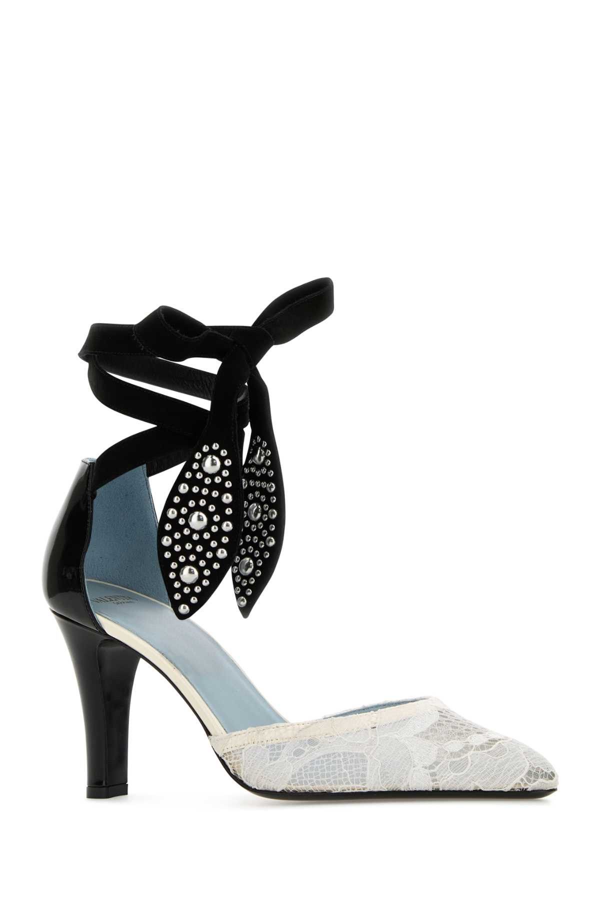 Valentino Two-Tone Lace And Leather Foliefoliage Pumps Size US 10 / IT 40 - 2 Thumbnail