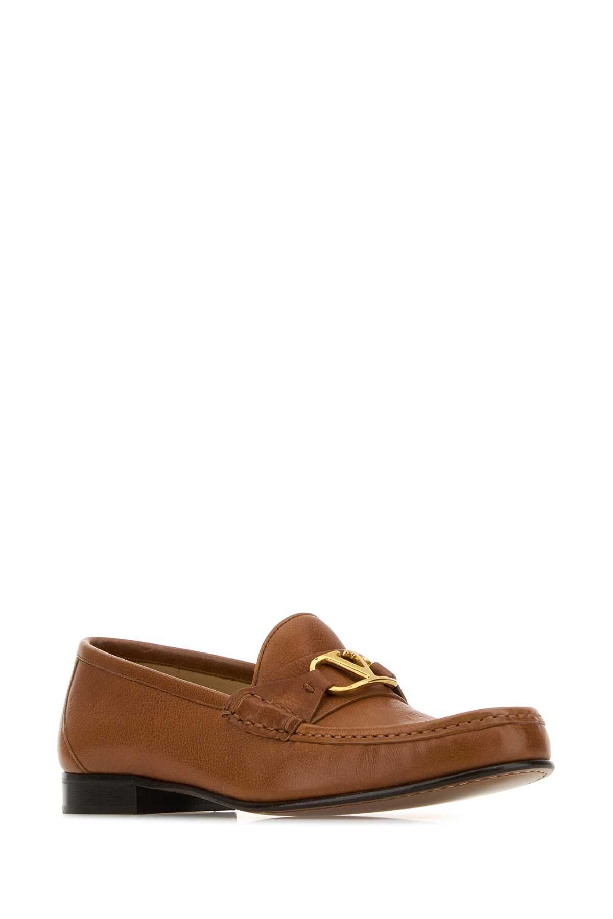Valentino Brown Leather Vlogo Loafers Size US 8 / IT 38 - 2 Thumbnail