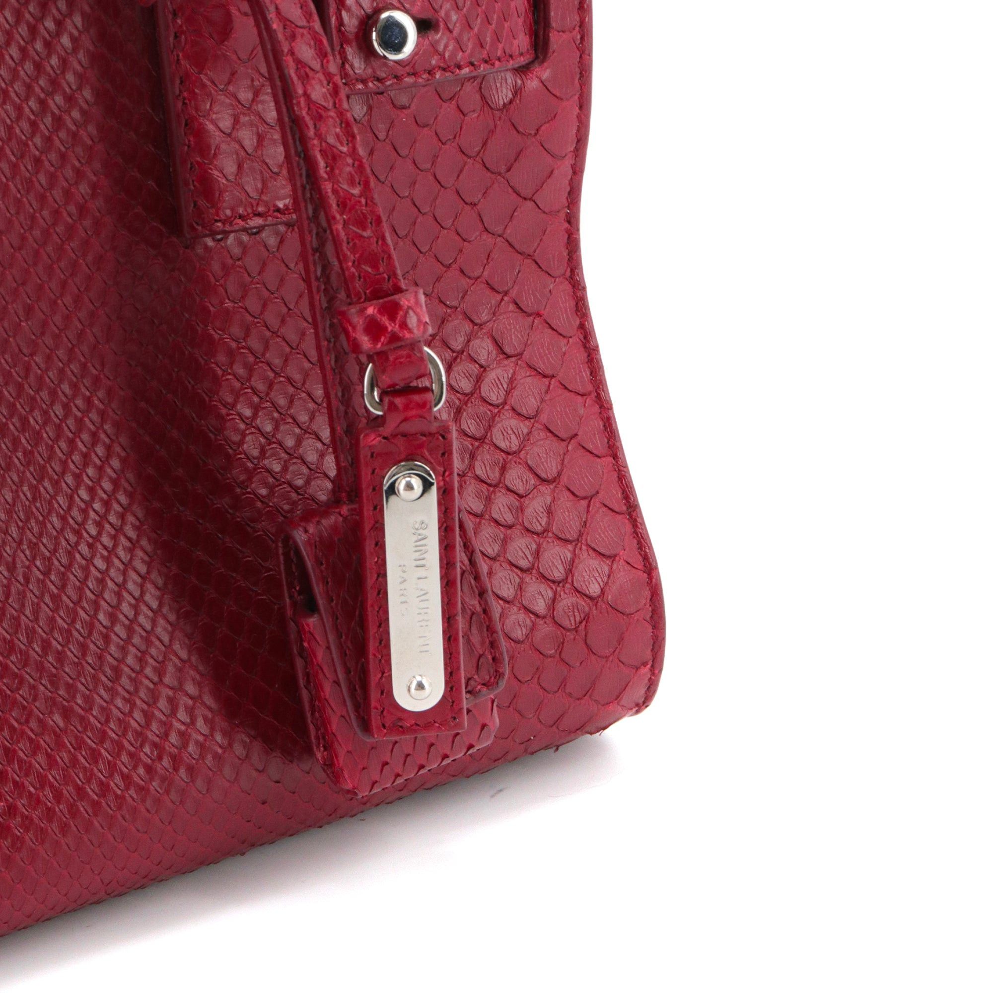 Saint Laurent Paris SAINT LAURENT - Saint Laurent Nano Day Bag in burgundy python Size ONE SIZE - 4 Thumbnail