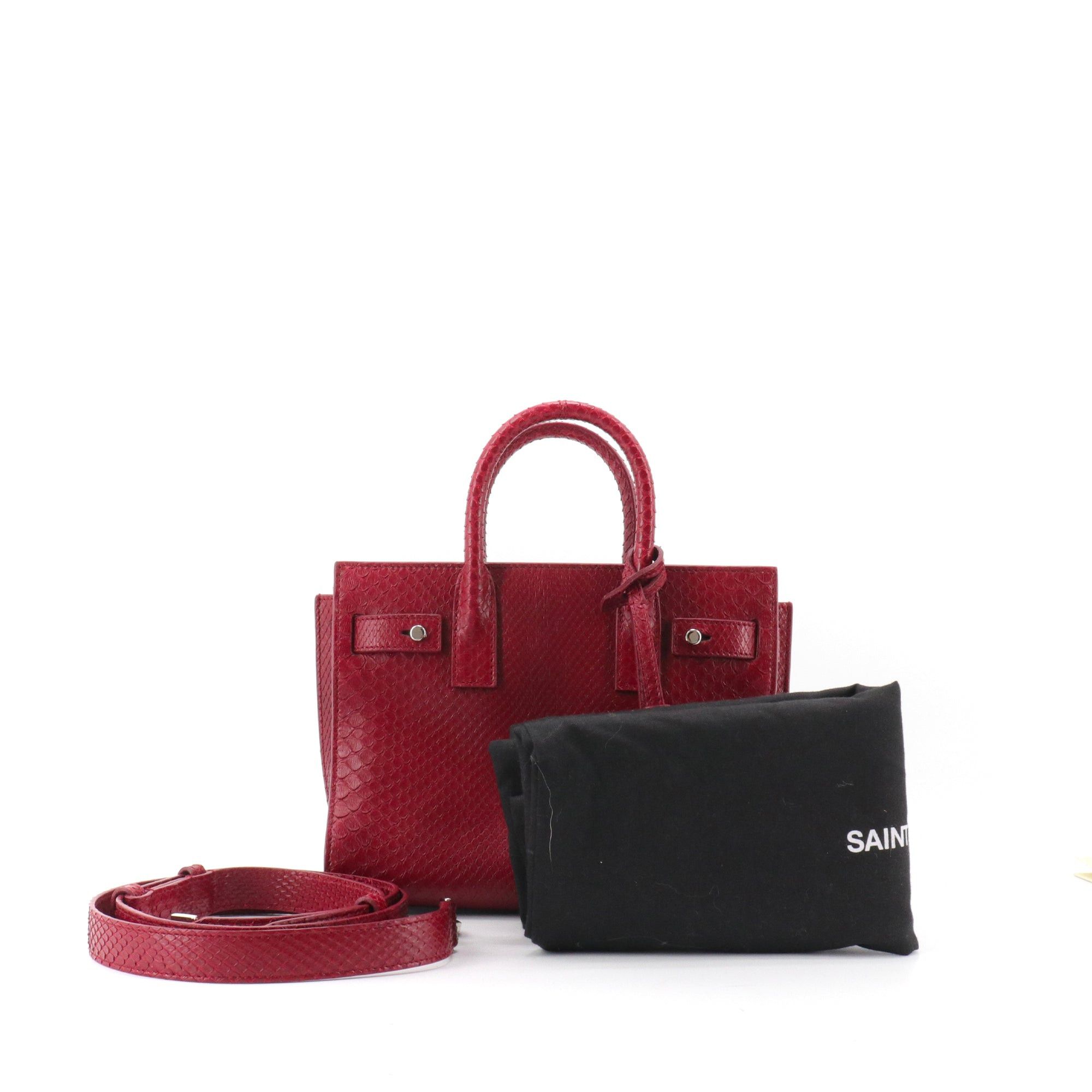 Saint Laurent Paris SAINT LAURENT - Saint Laurent Nano Day Bag in burgundy python Size ONE SIZE - 9 Thumbnail