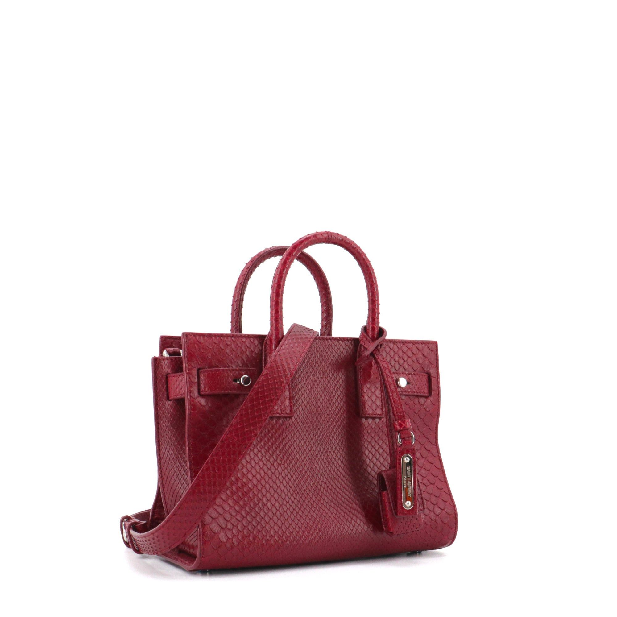 Saint Laurent Paris SAINT LAURENT - Saint Laurent Nano Day Bag in burgundy python Size ONE SIZE - 2 Thumbnail