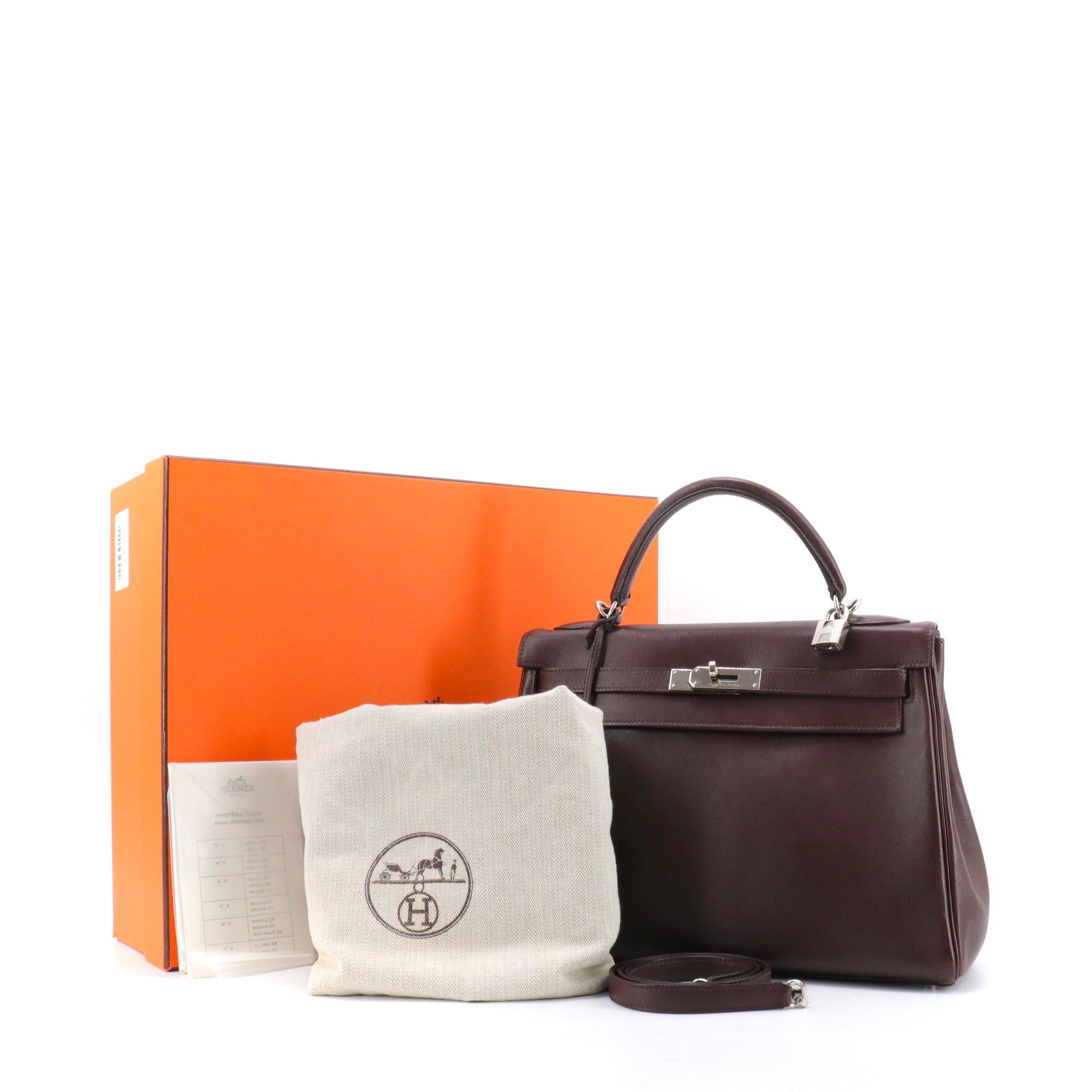 Hermes HERMÈS - Hermès Kelly 32 handbag in cocoa goatskin Size ONE SIZE - 13 Thumbnail