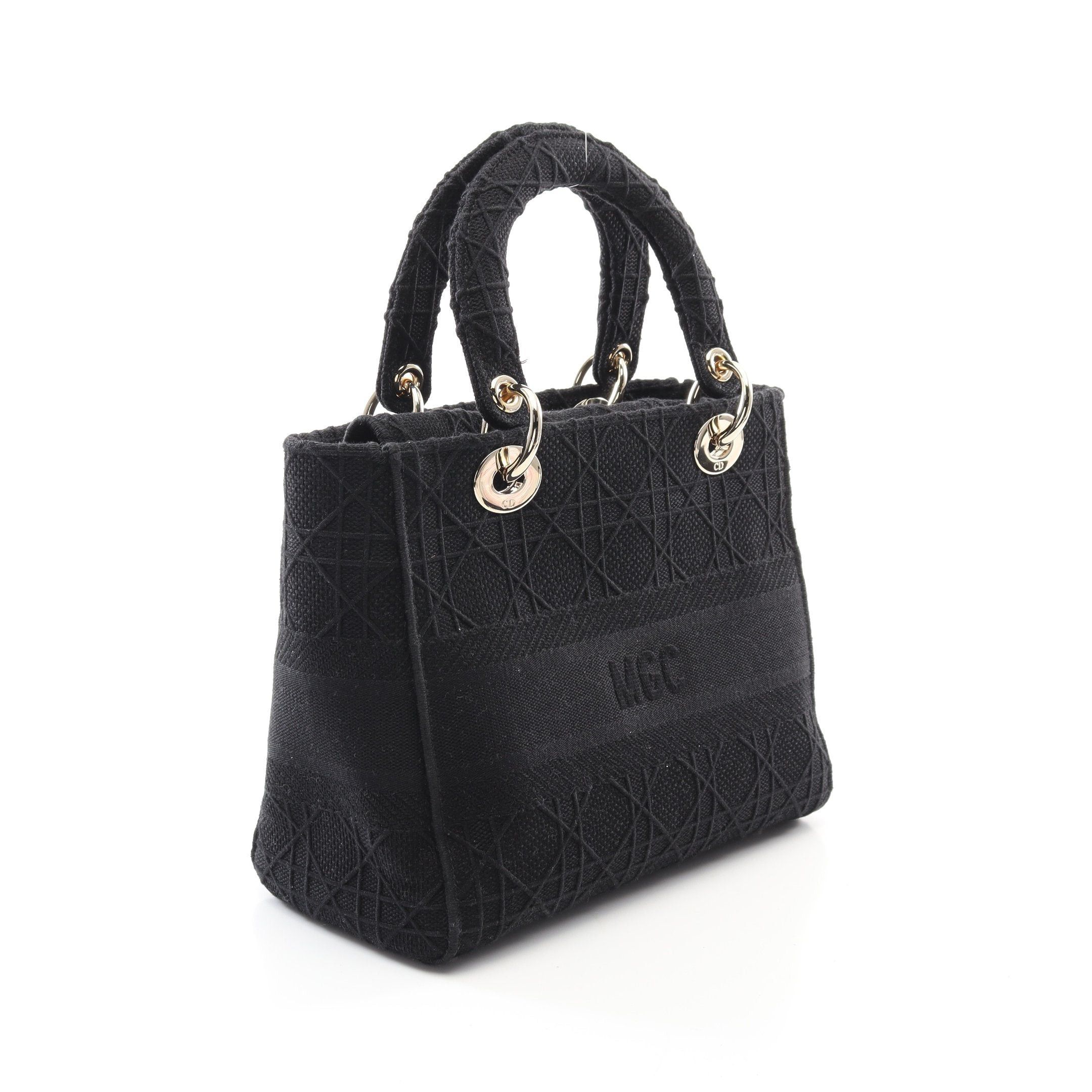 Dior Dior Lady Medium Canage Handbag Canvas Black Size ONE SIZE - 2 Thumbnail