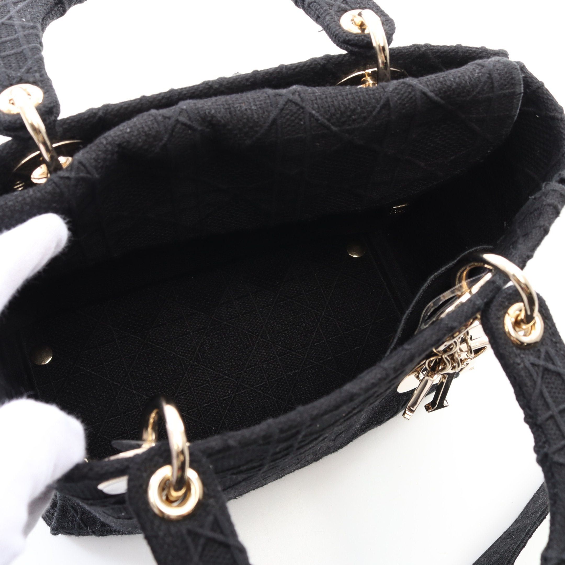 Dior Dior Lady Medium Canage Handbag Canvas Black Size ONE SIZE - 3 Thumbnail