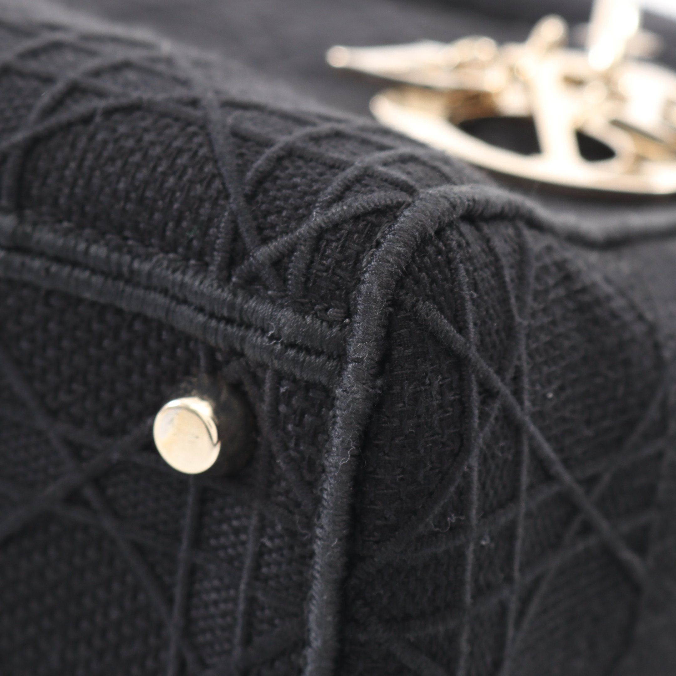 Dior Dior Lady Medium Canage Handbag Canvas Black Size ONE SIZE - 9 Thumbnail