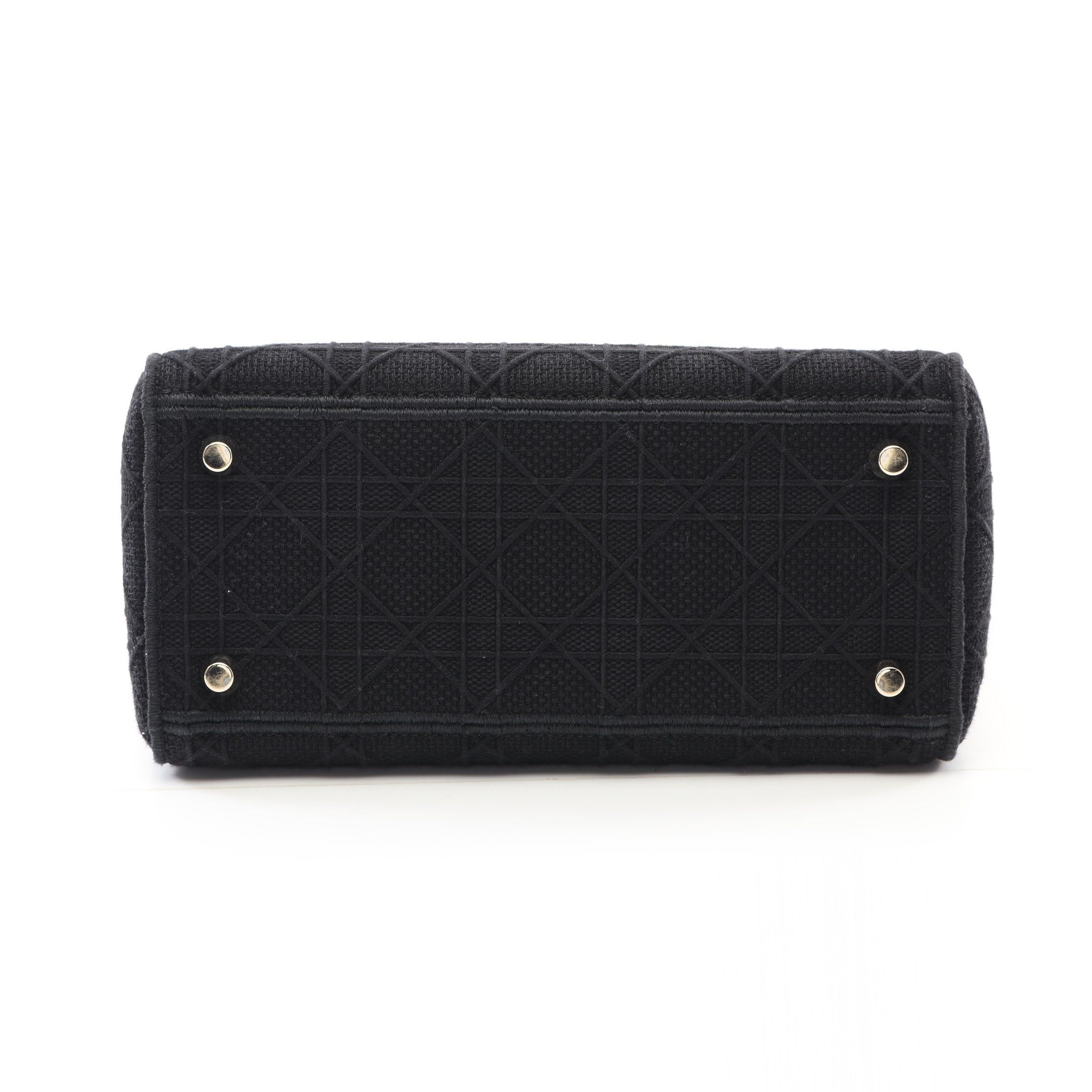 Dior Dior Lady Medium Canage Handbag Canvas Black Size ONE SIZE - 11 Thumbnail