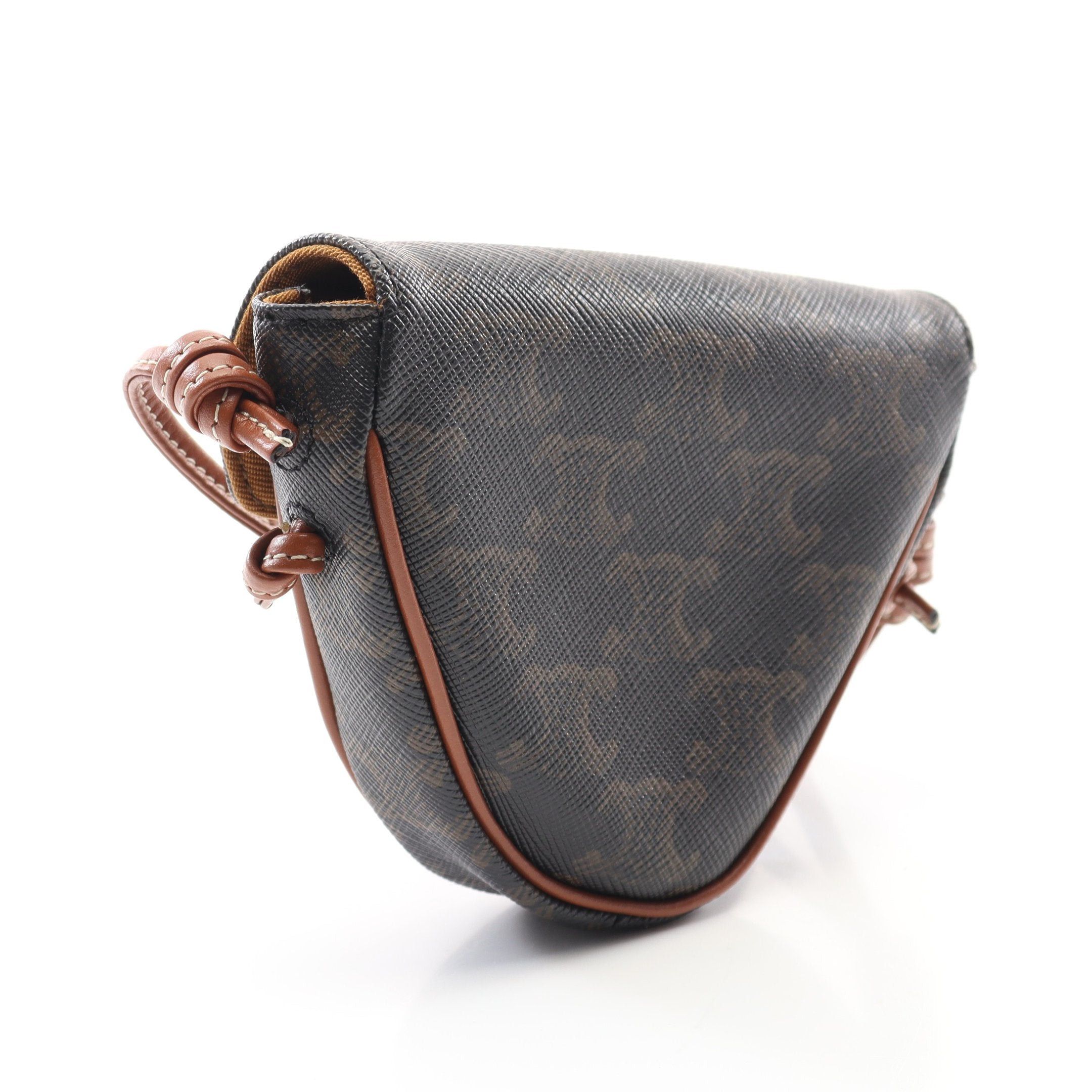 Celine Celine Triomphe Triangle Mini Shoulder Bag Leather Dark Brown Size ONE SIZE - 2 Thumbnail
