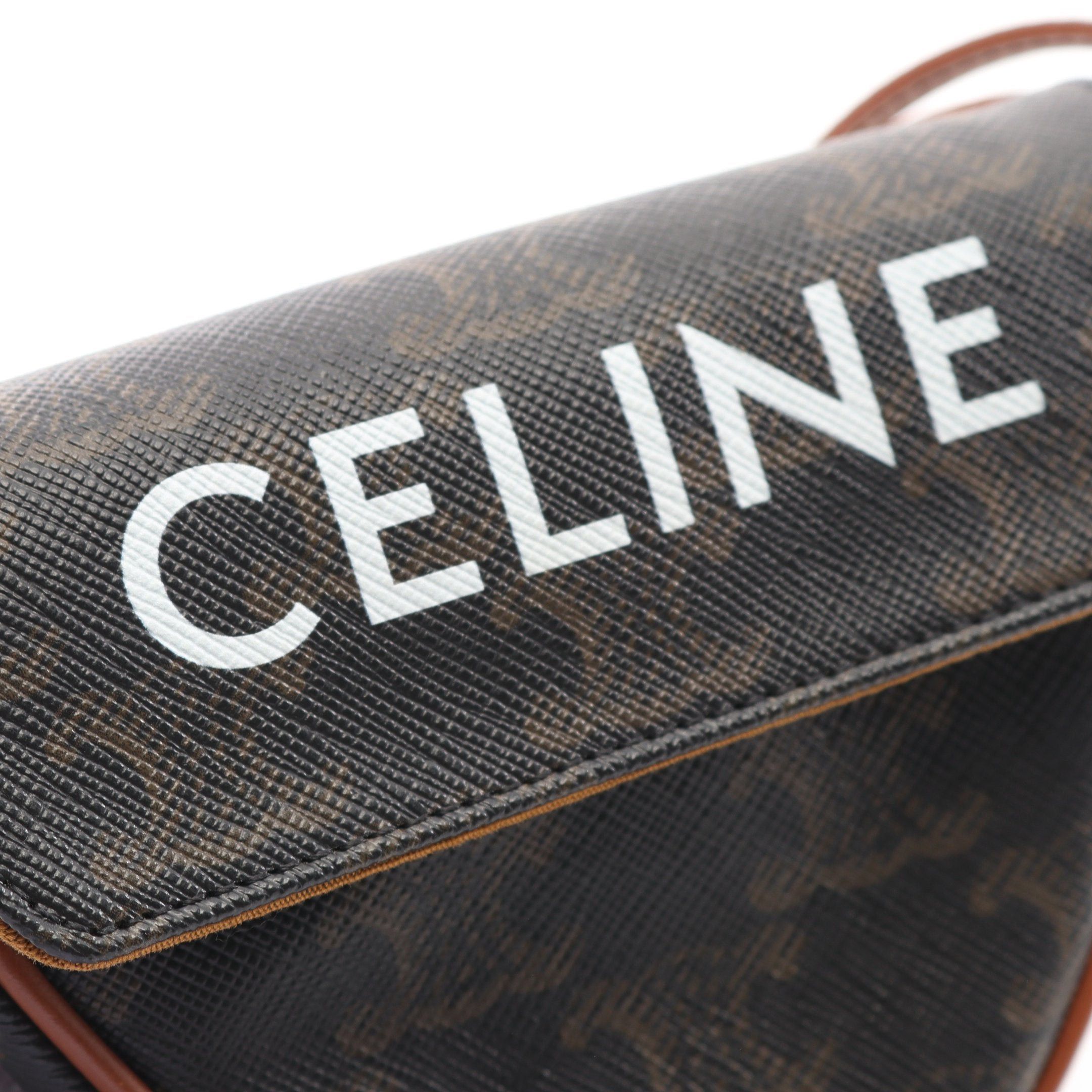 Celine Celine Triomphe Triangle Mini Shoulder Bag Leather Dark Brown Size ONE SIZE - 4 Thumbnail