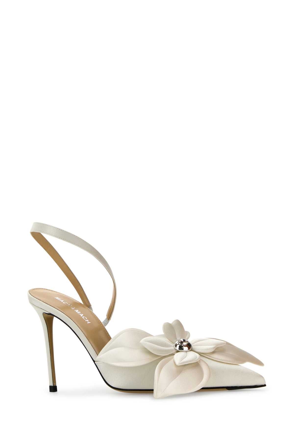 MACH & MACH White Satin Orchid Pumps Size US 5.5 / IT 35.5 - 2 Thumbnail