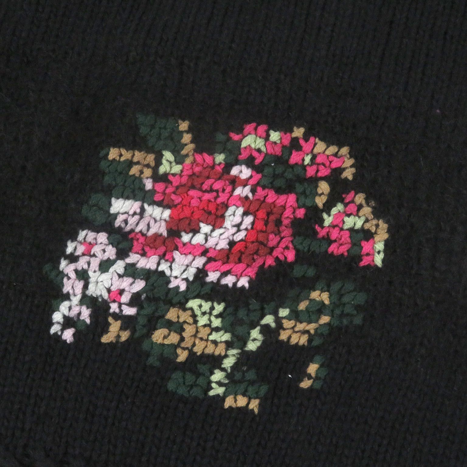 Other Other DAIRIKU Flower Cross Embroidery Border Knit Mohair Wool Sweater Natural Material Tops DUTY FREE for USA Size ONE SIZE - 4 Thumbnail