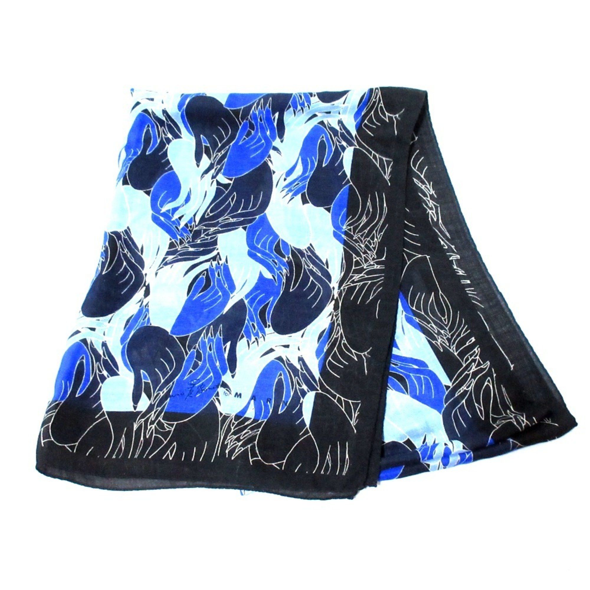 Marni MARNI x Bruno Bozzetto All-over hand motif large sheer scarf/stole, black blue, for women Size ONE SIZE - 2 Thumbnail