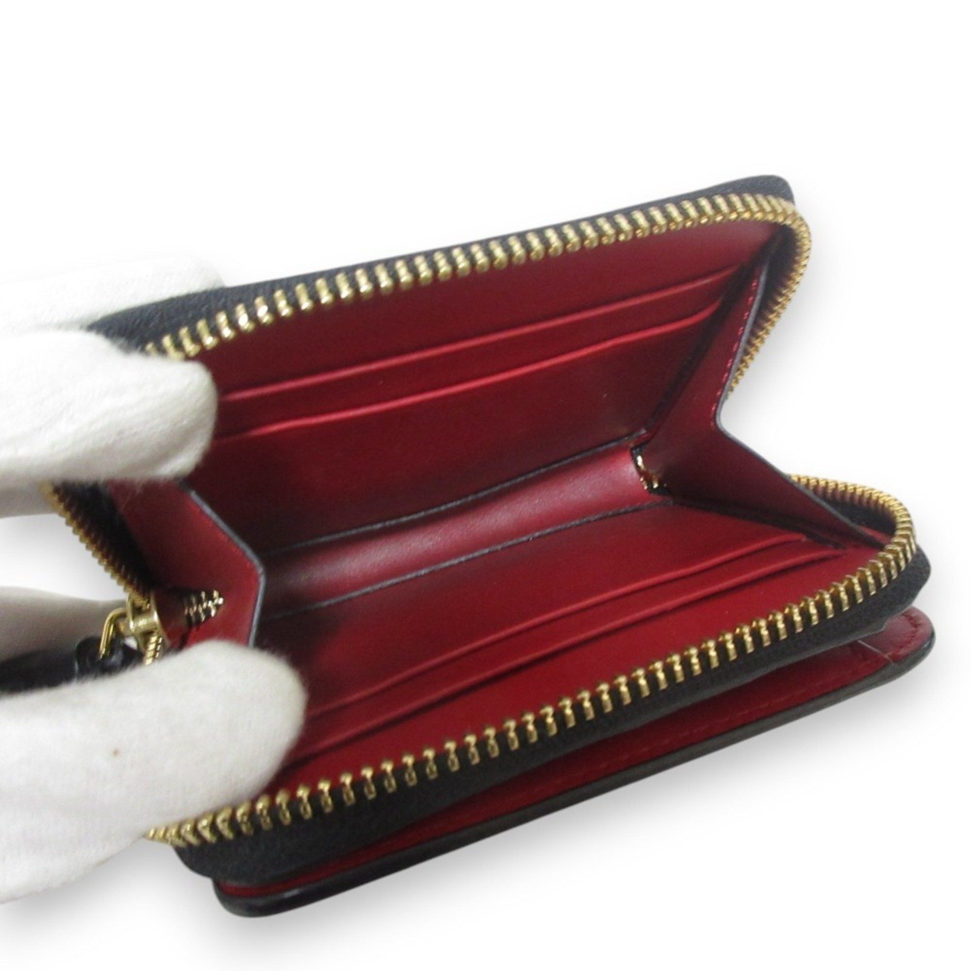 Anya Hindmarch ANYA HINDMARCH Leather Half Wallet, Bi-fold Compact Black x Gold Hardware, Women's Size ONE SIZE - 4 Thumbnail