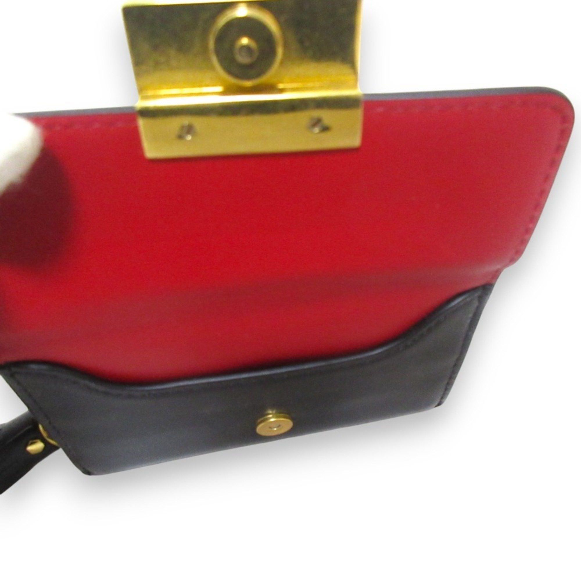 Anya Hindmarch ANYA HINDMARCH Leather Half Wallet, Bi-fold Compact Black x Gold Hardware, Women's Size ONE SIZE - 9 Thumbnail