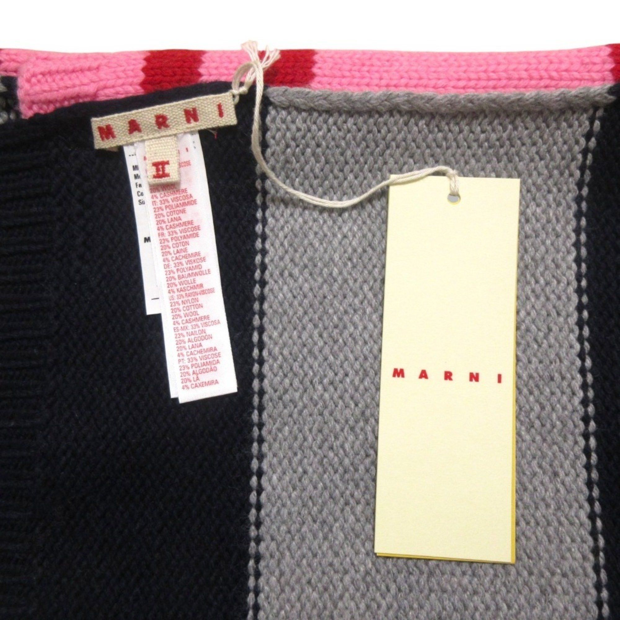 Marni MARNI Wool x Cashmere Blend Striped Long Scarf Size 2 Pink Navy Women's Size ONE SIZE - 9 Thumbnail
